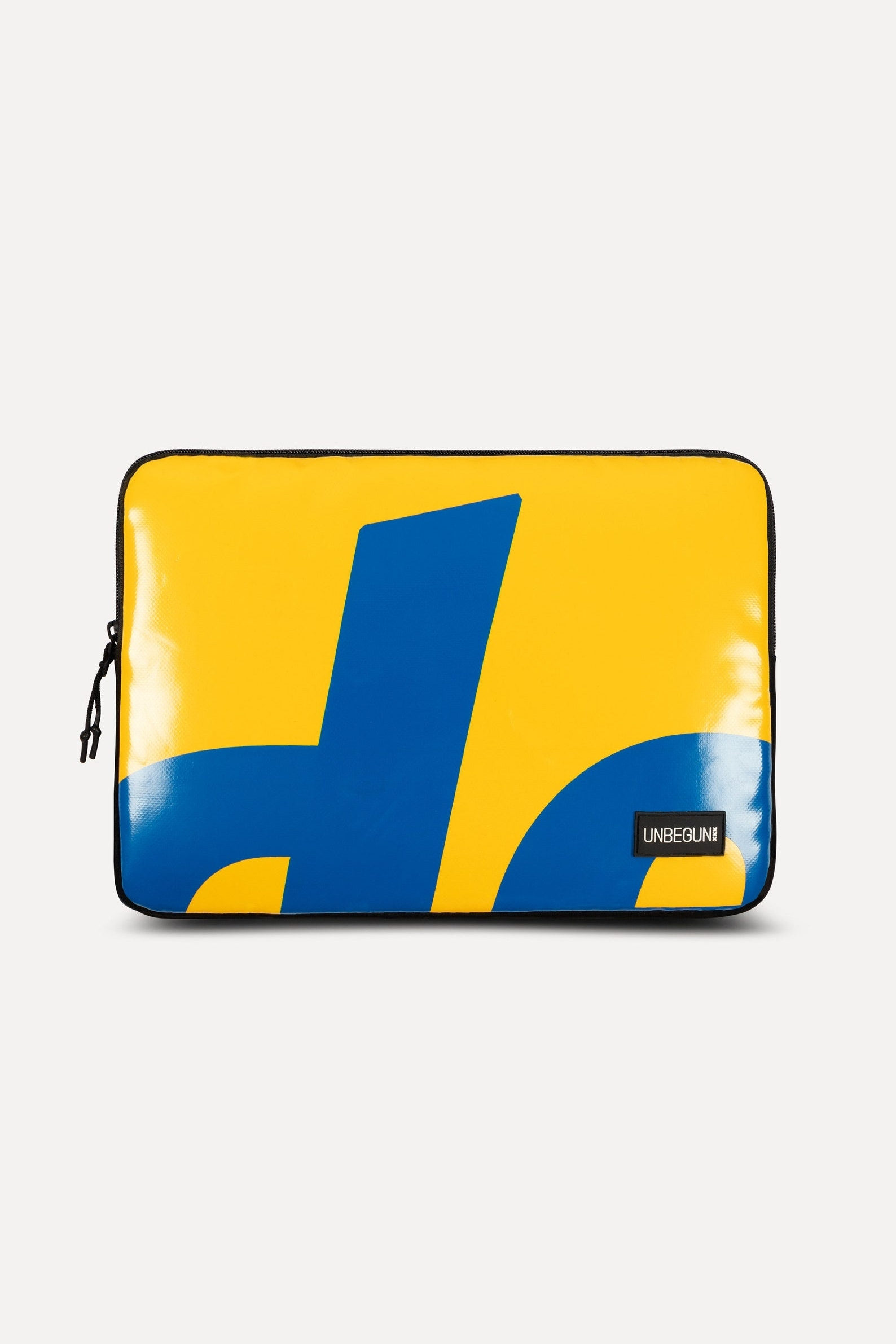 Image of UNBEGUN mannen vegan Laptophoes Met Print In Geel/Blauw