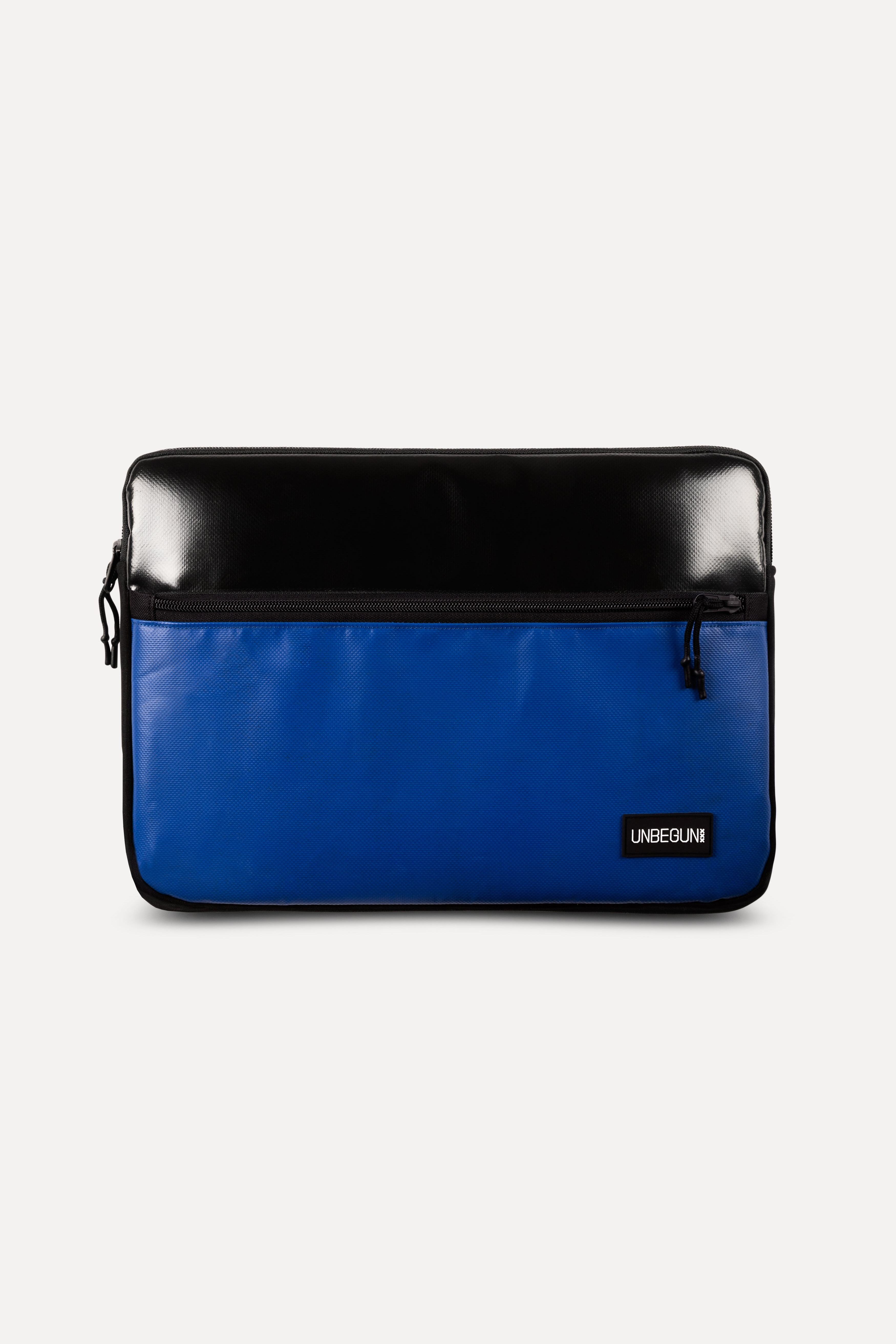 Image of UNBEGUN mannen vegan Laptophoes Met Voorvak, Zwart/Blauw