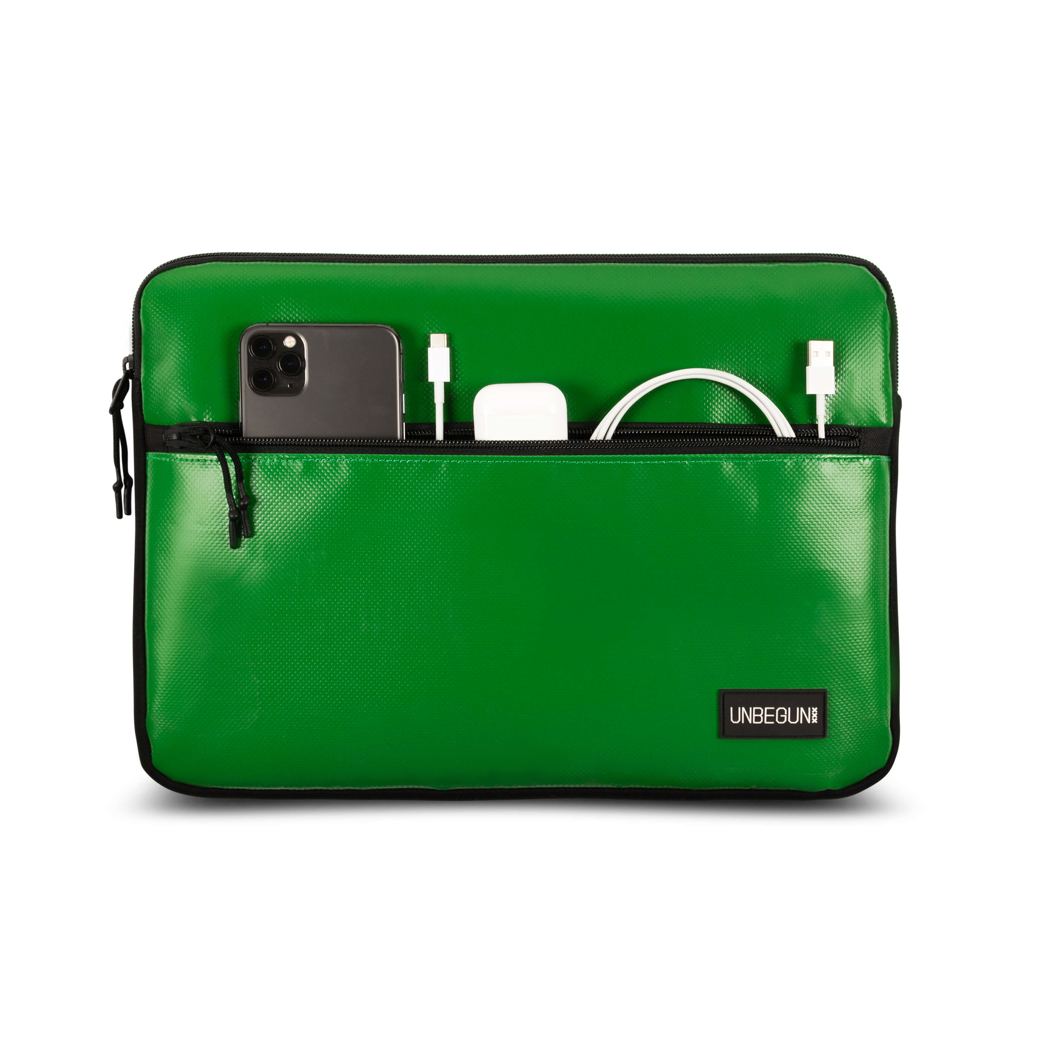 UNBEGUN men vegan Laptop Sleeve With Front Pocket Green