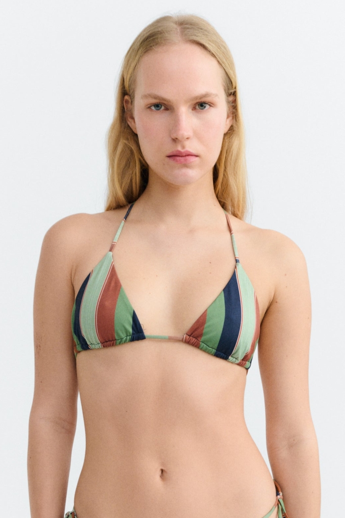 Thinking mu Damen vegan Bikinioberteil Verstellbar Calabria Mehrfarbig Gestreift
