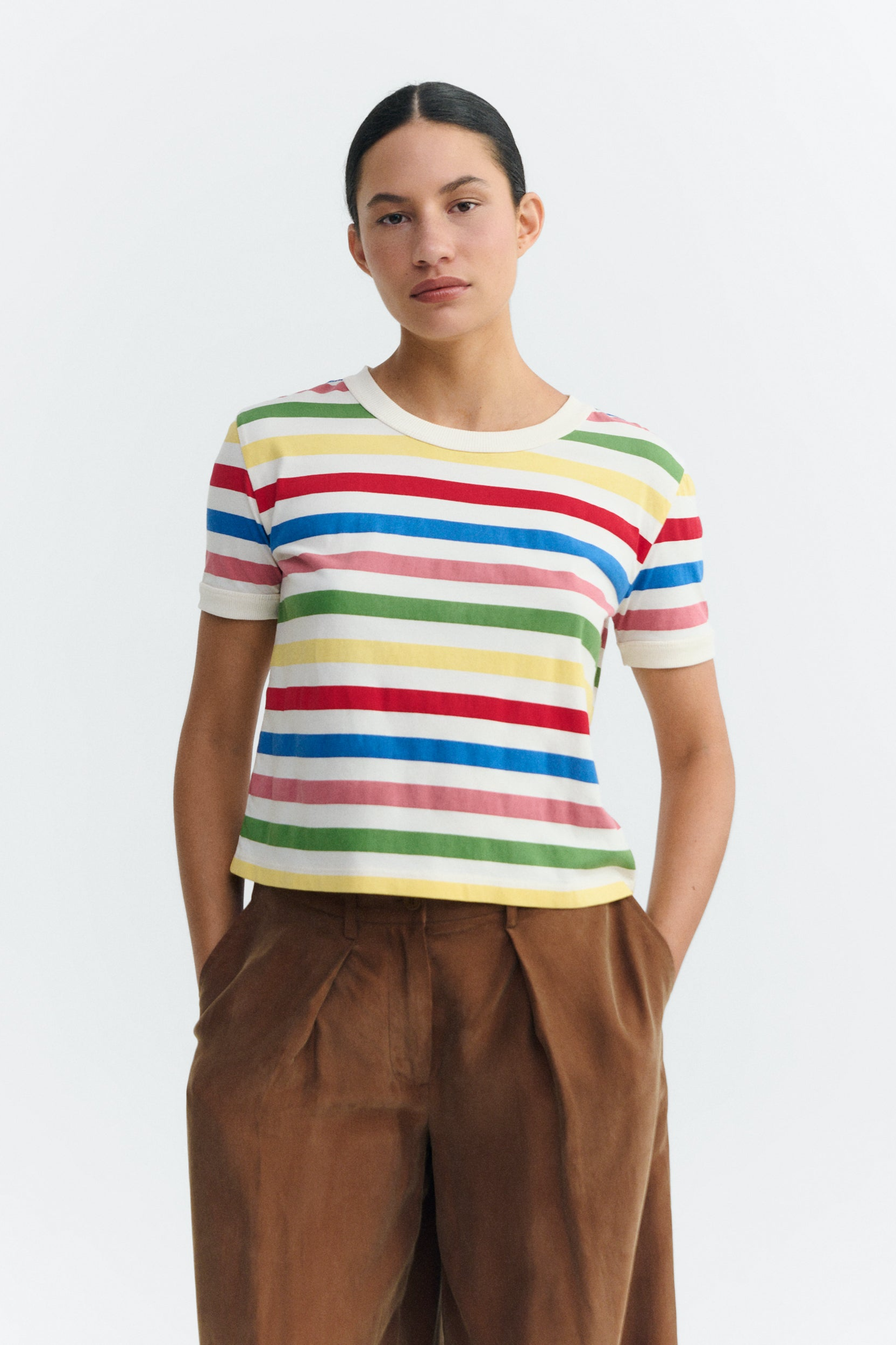 Thinking mu Damen vegan T-Shirt Zowie R Mehrfarbig Gestreift