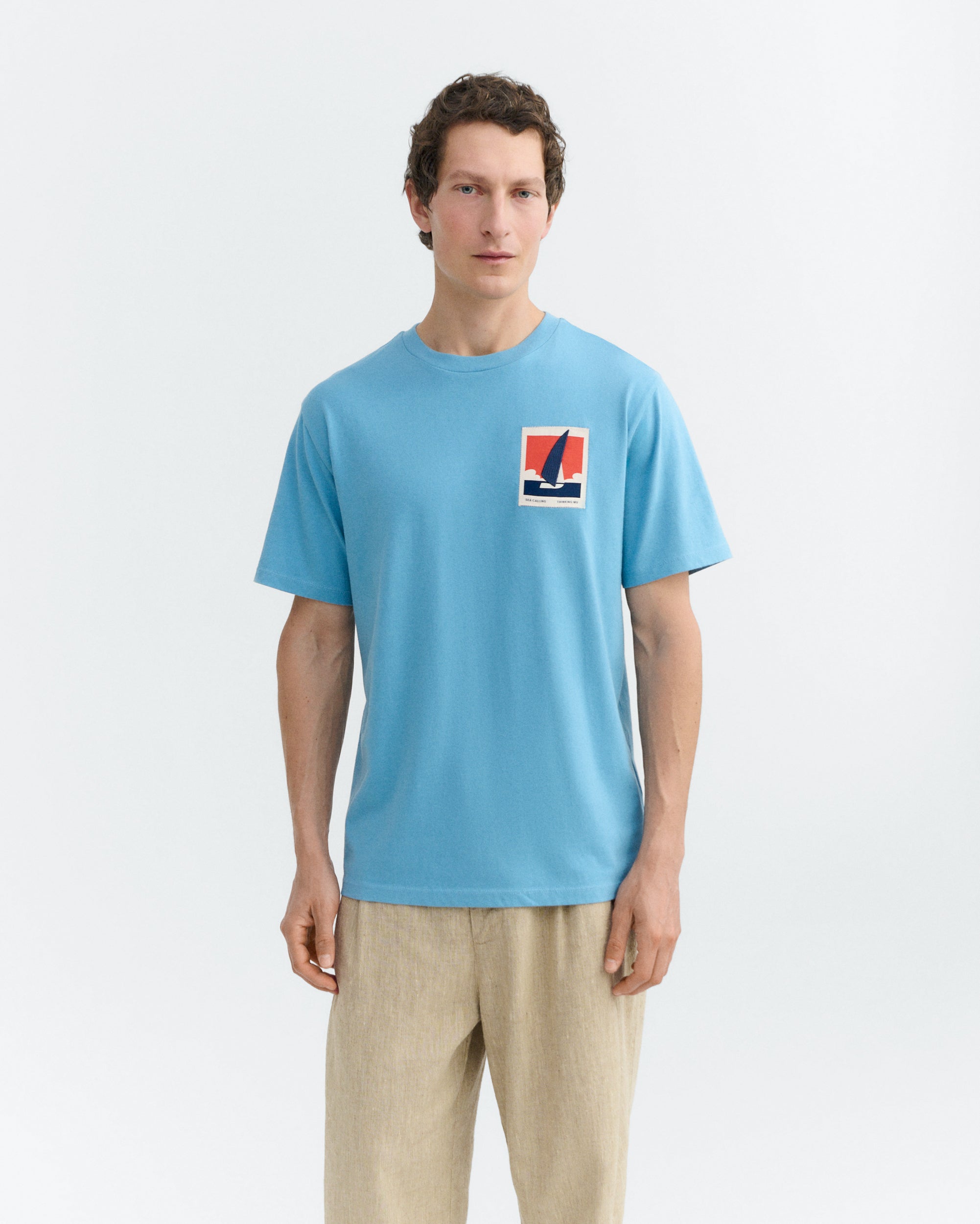 Thinking MU men vegan T-Shirt Patched Optimist Zach Blue
