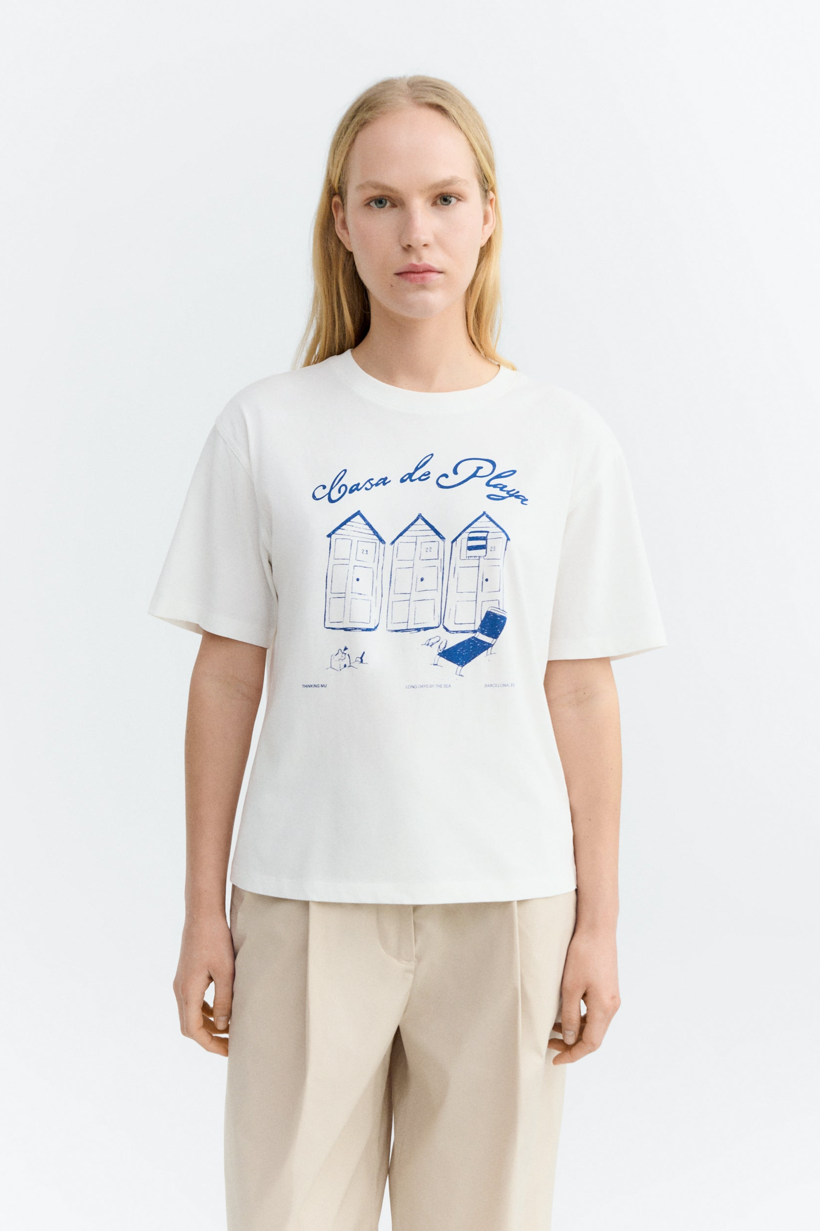 Thinking mu Damen vegan T-Shirt Lena Beach House Oversize Wei&Atilde;Ÿ