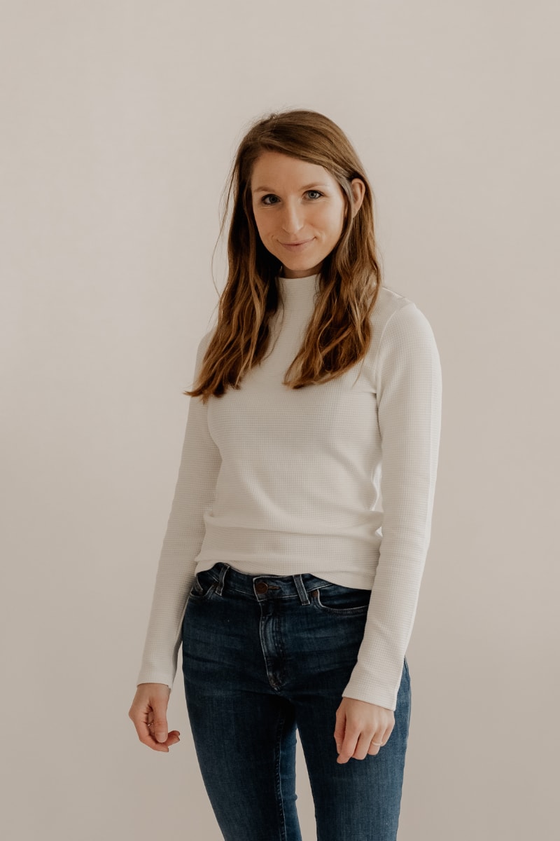 Marenika Damen vegan Langarmshirt Stand Up Kragen Clara Wei&Atilde;Ÿ