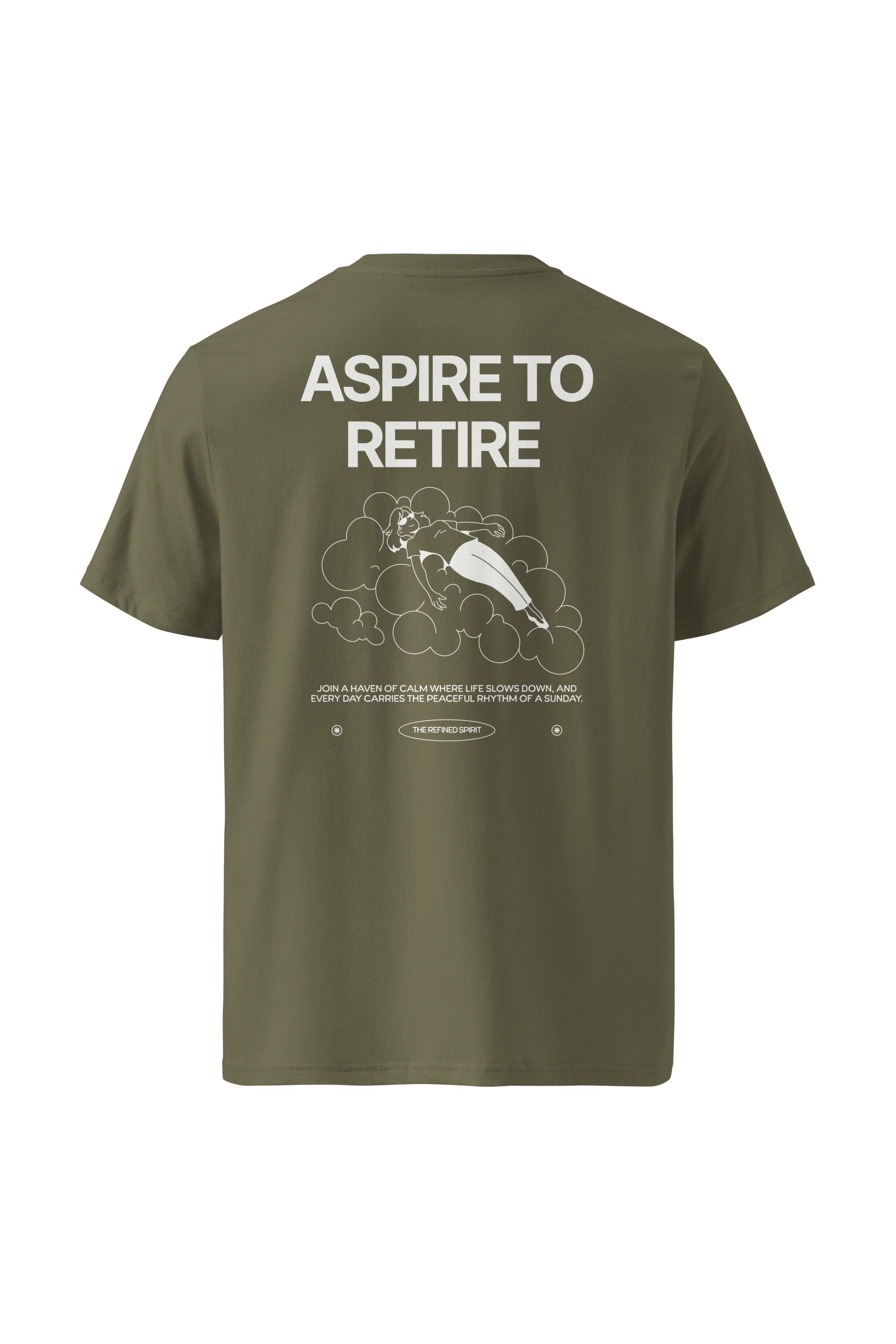The Refined Spirit womens vegan T-Shirt Unisex Aspire To Retire Khaki