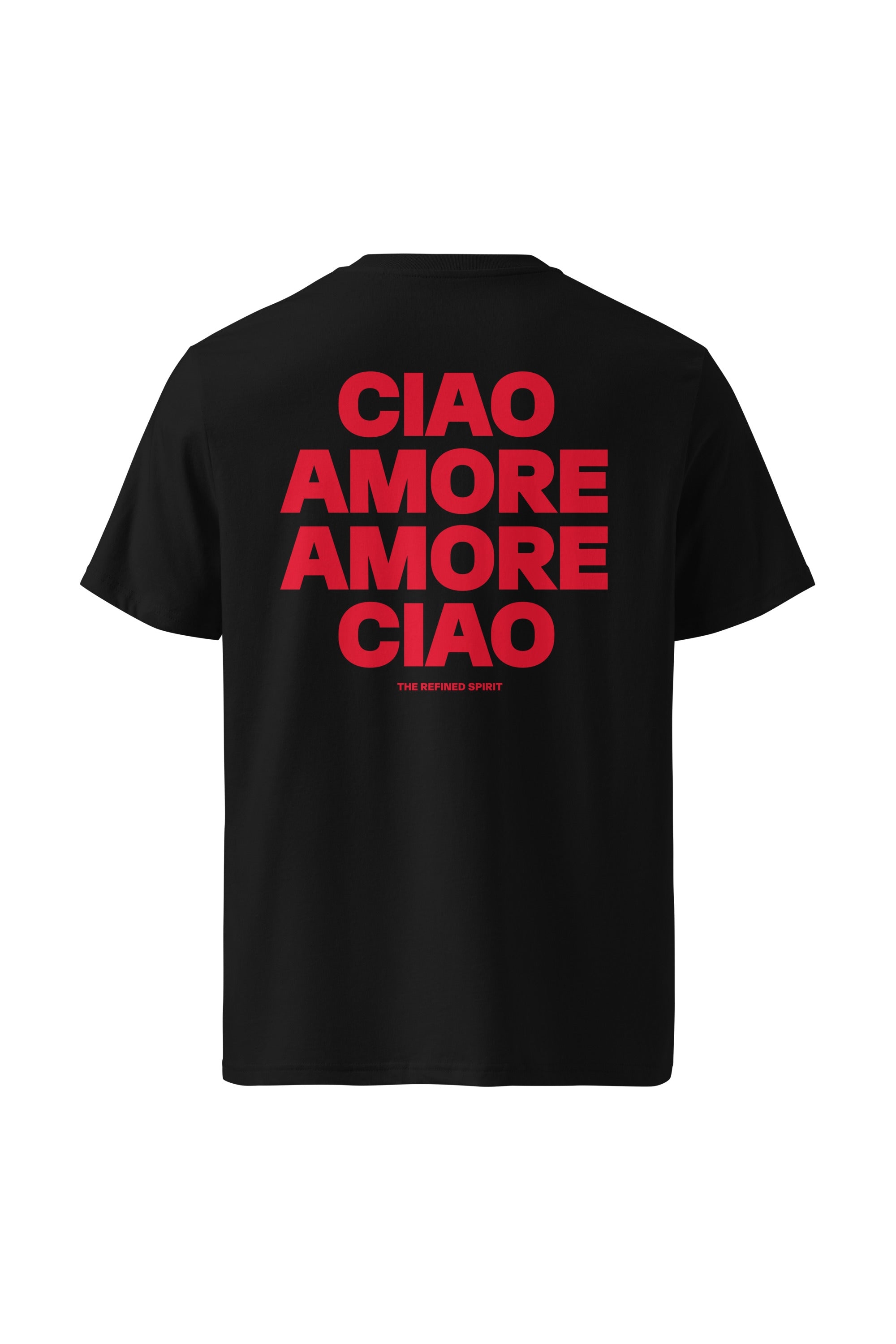 The Refined Spirit womens vegan T-Shirt Unisex Amore Ciao Black