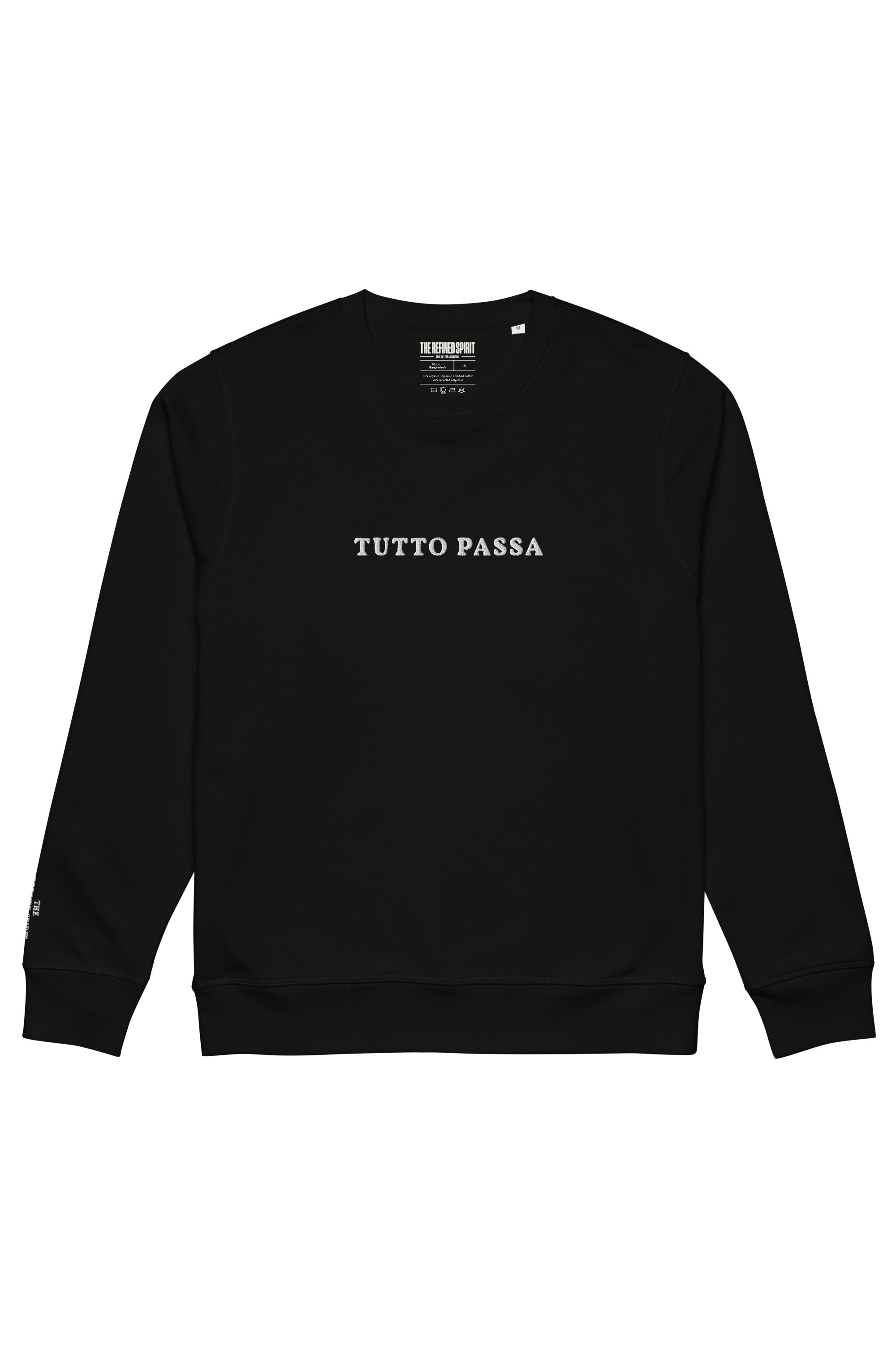 The Refined Spirit Damen vegan Sweatshirt Unisex Tutto Passa Bestickt Schwarz