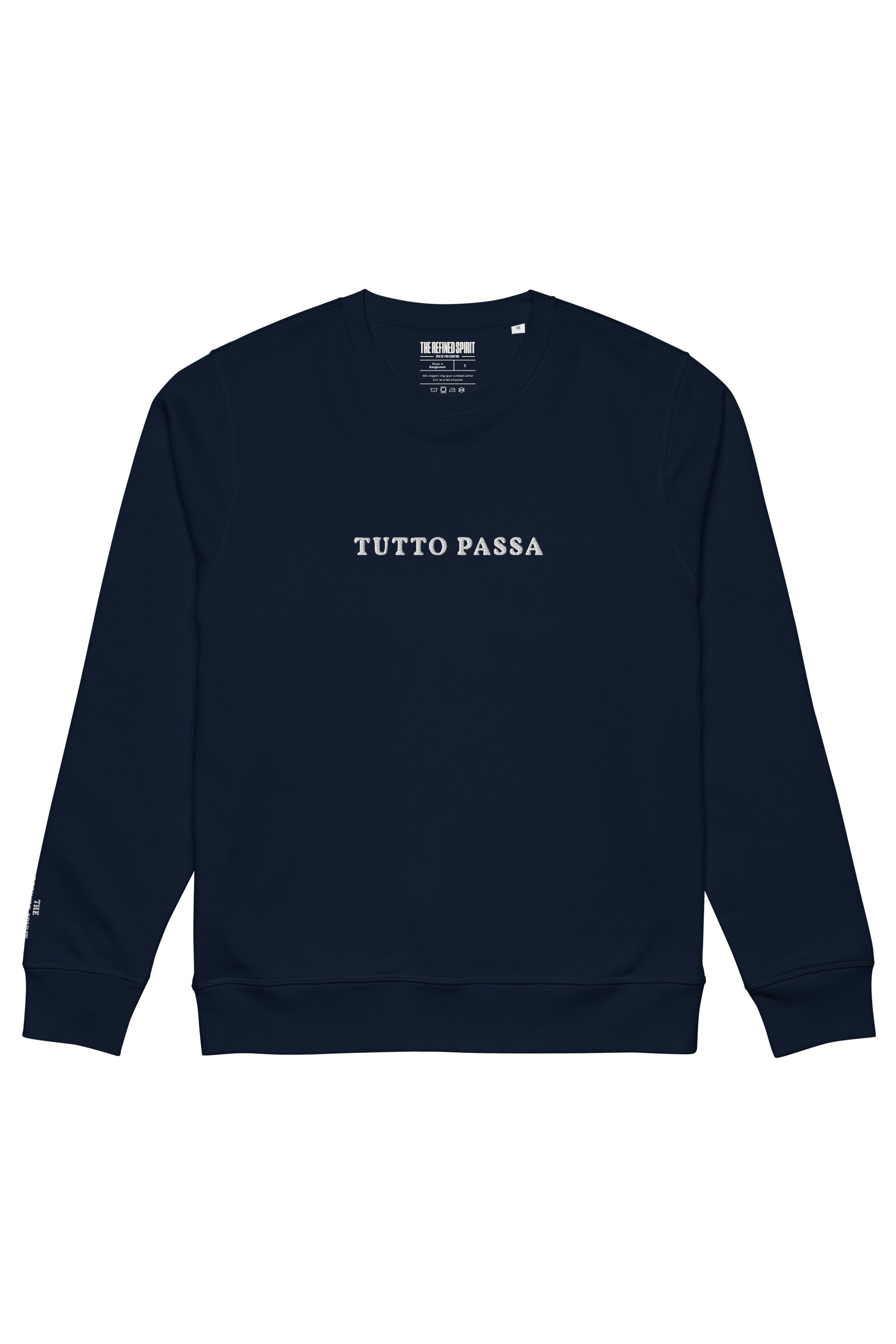 The Refined Spirit Damen vegan Sweatshirt Unisex Tutto Passa Gesticktes French Navy