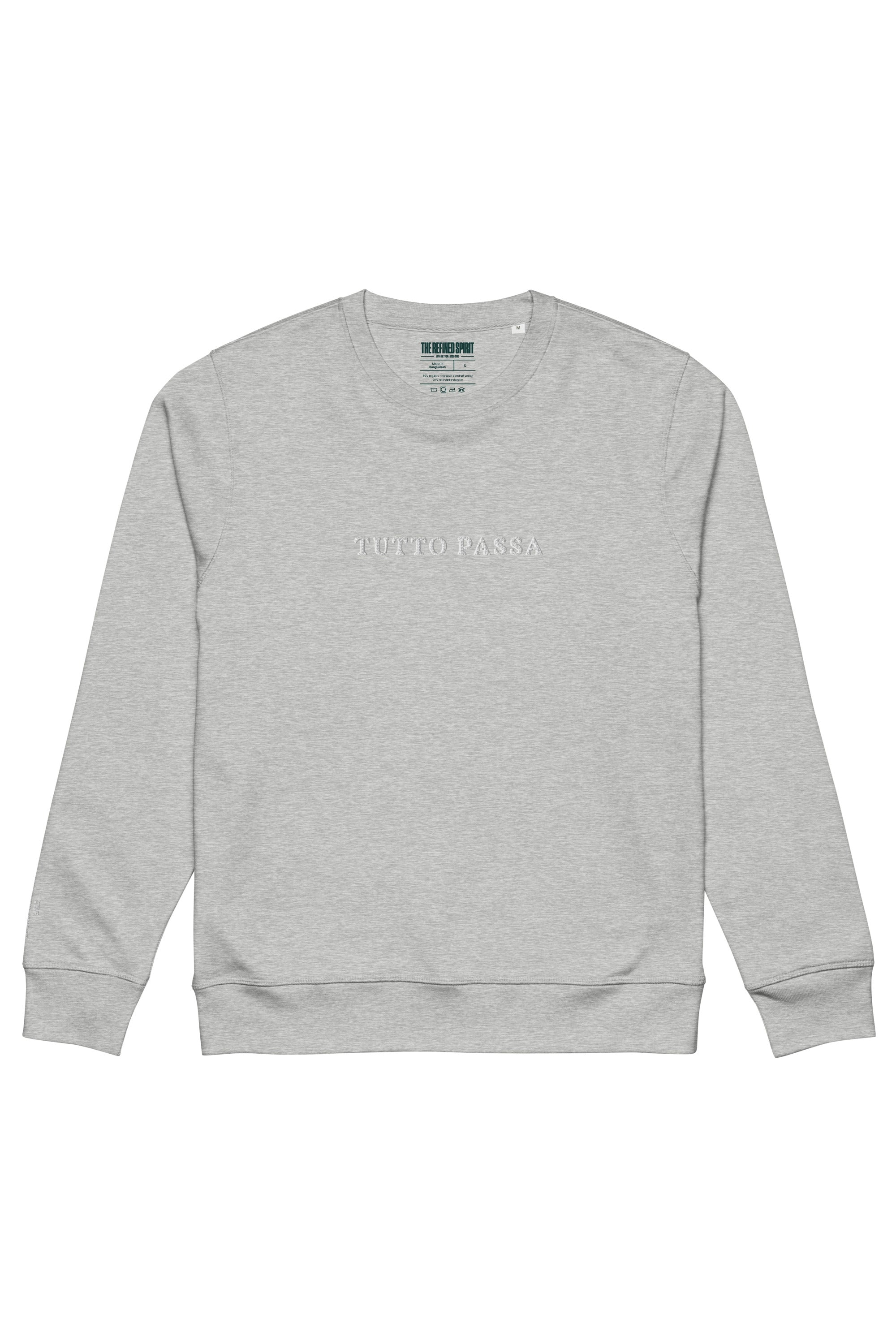 The Refined Spirit Damen vegan Sweatshirt Unisex Tutto Passa Gesticktes Heidekraut Grau