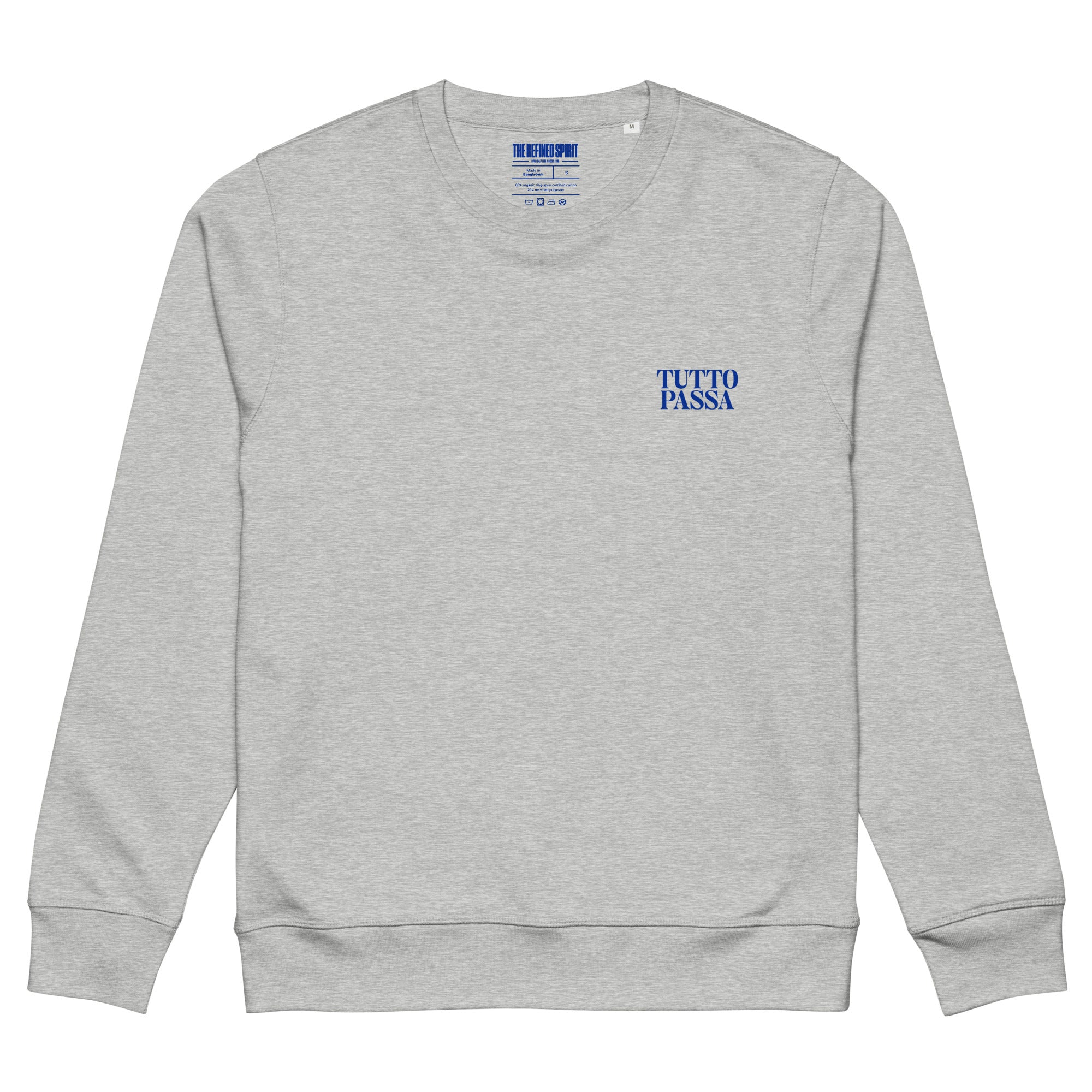 The Refined Spirit womens vegan Sweatshirt Unisex Tutto Passa Heather Grey