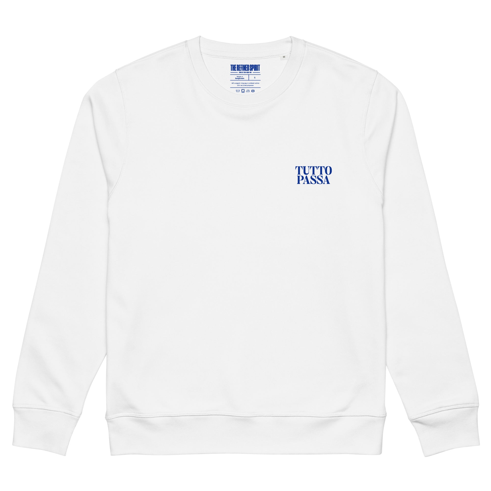 The Refined Spirit womens vegan Sweatshirt Unisex Tutto Passa White