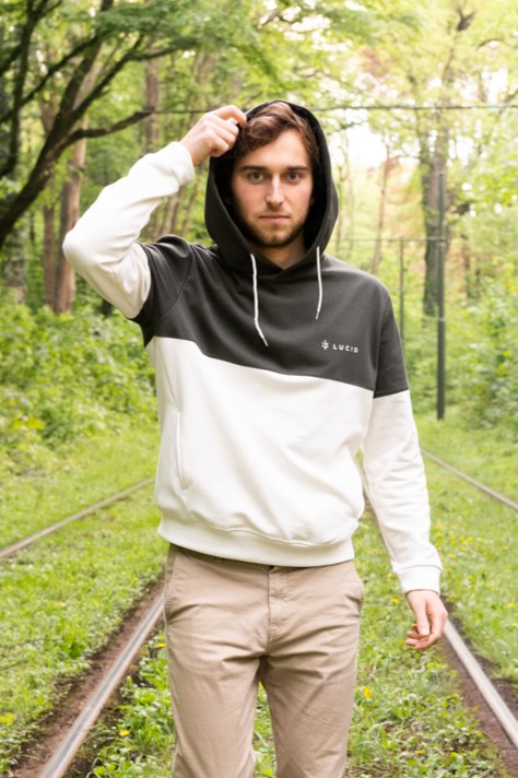 Lucid Collective Herren vegan Hoodie Unisex Act Schwarz/Creme