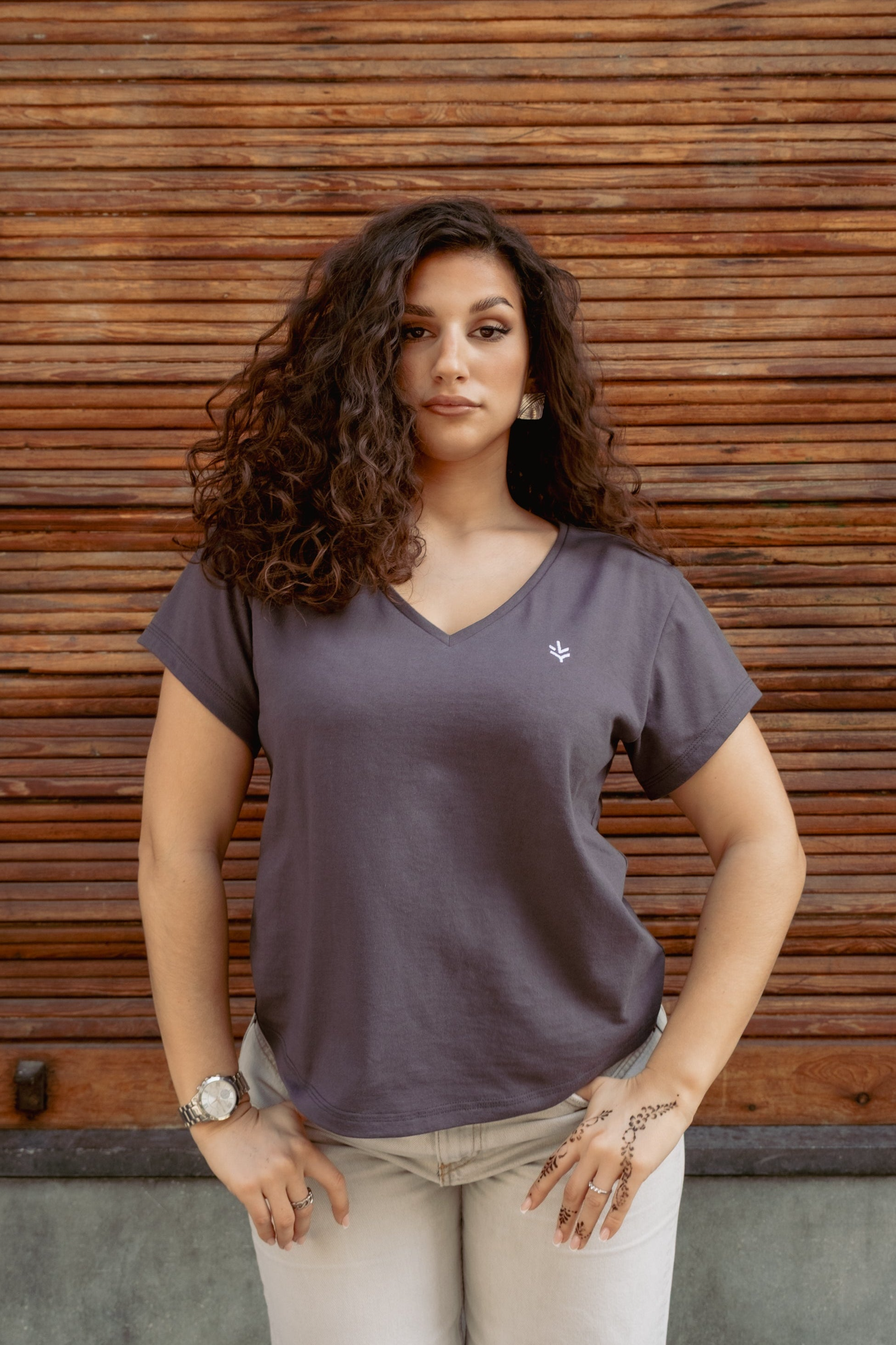 Lucid Collective Damen vegan T-Shirt Harmony Anthrazit Grau