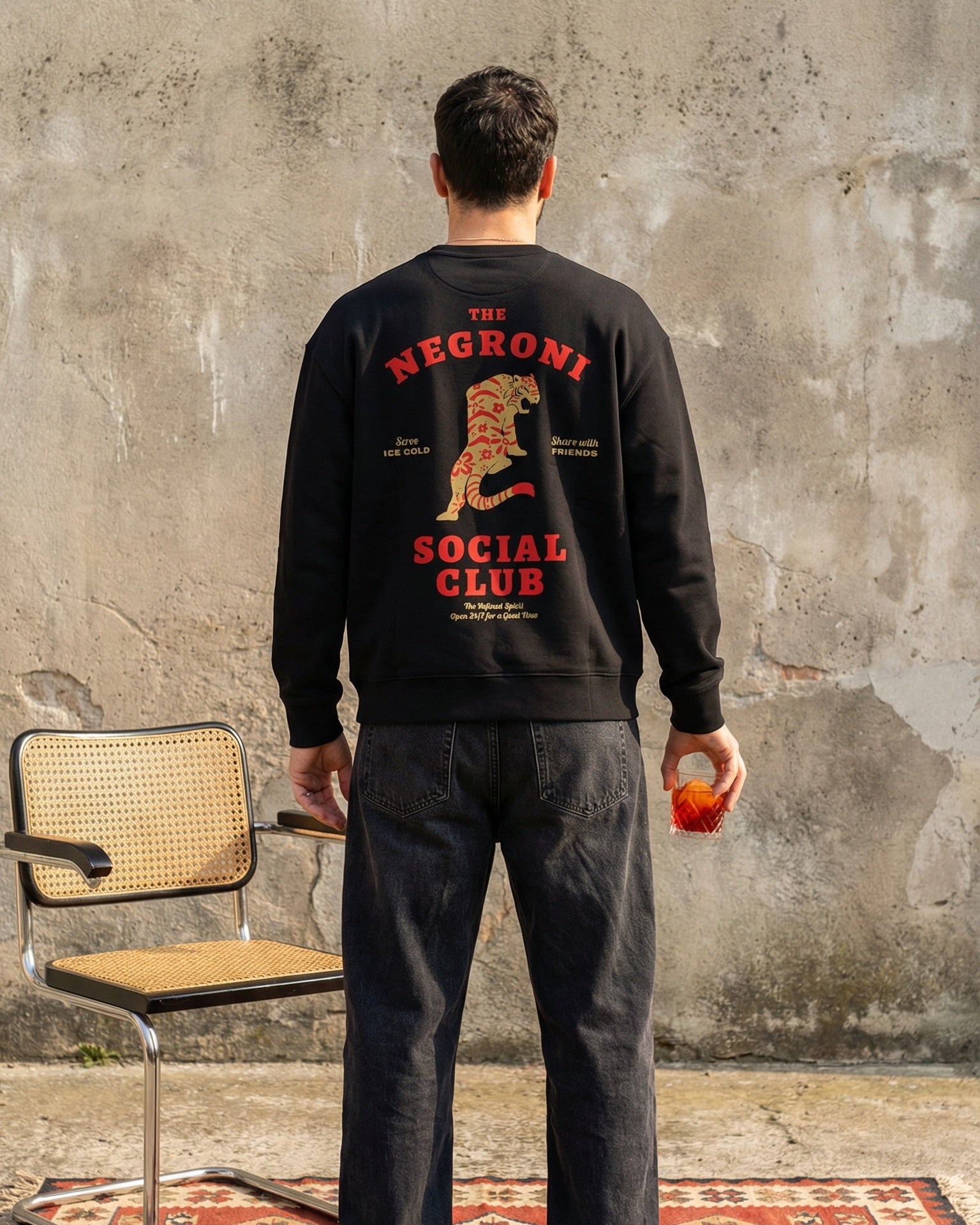The Refined Spirit womens vegan Sweatshirt Unisex The Negroni Social Club Black