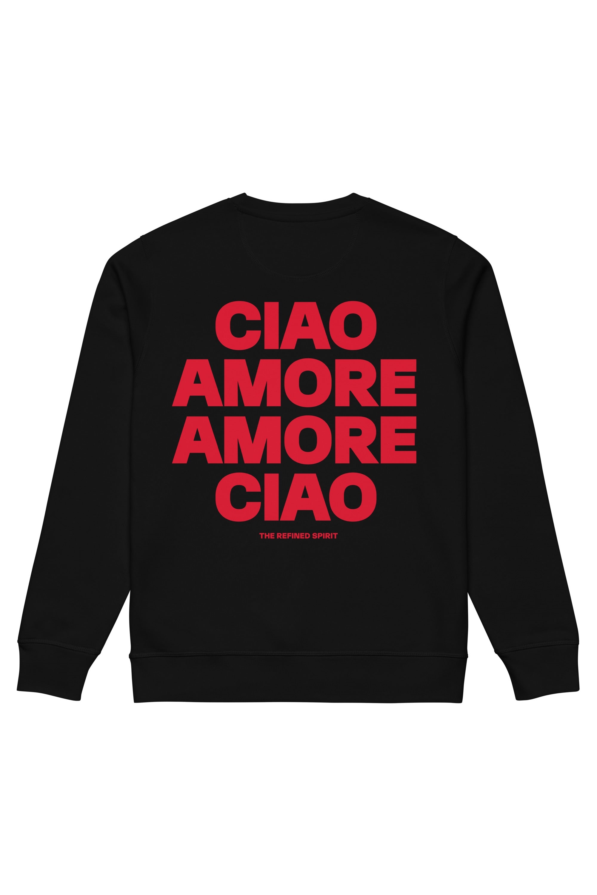 The Refined Spirit Damen vegan Sweatshirt Unisex Amore Ciao Schwarz