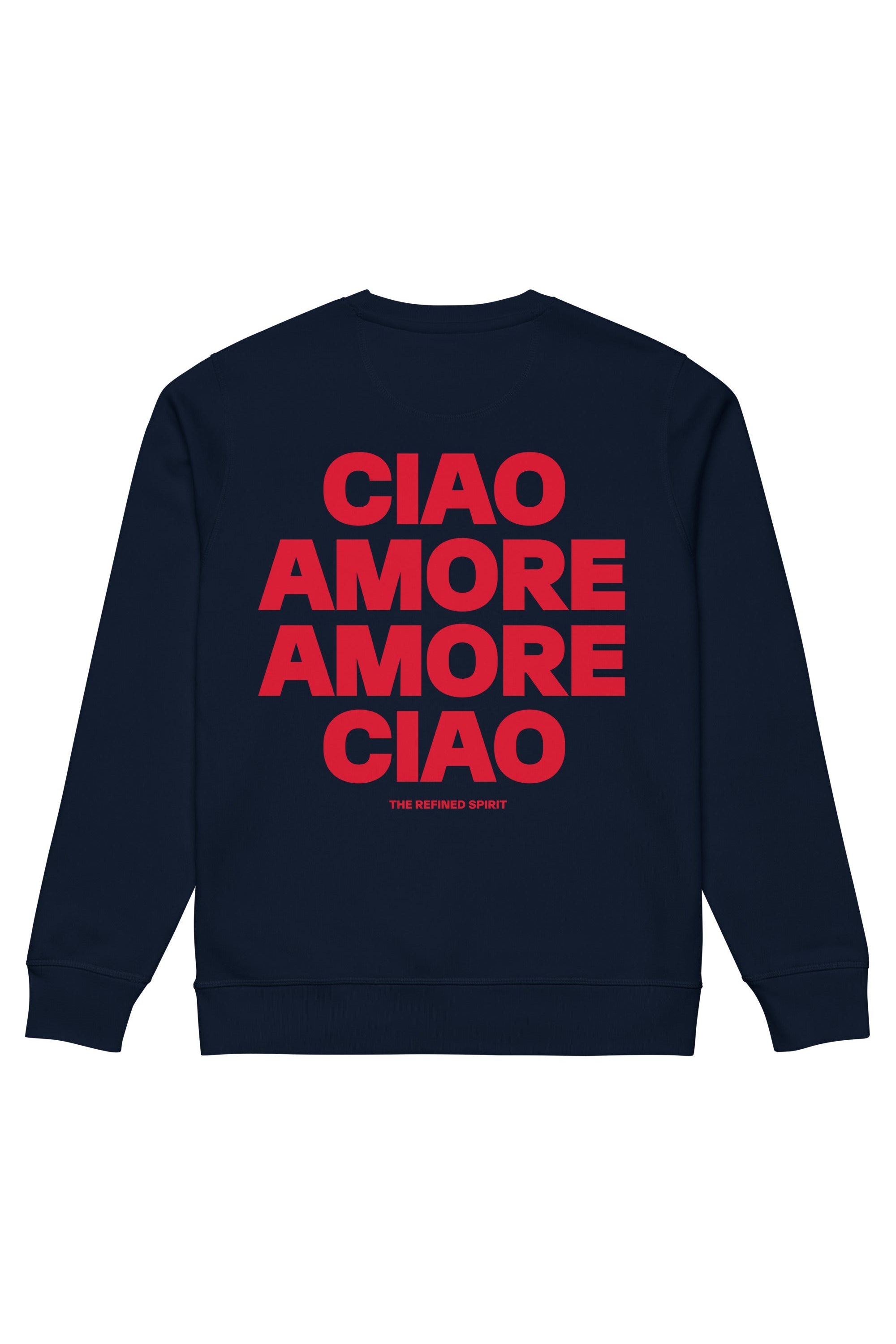 The Refined Spirit Damen vegan Sweatshirt Unisex Amore Ciao French Navy