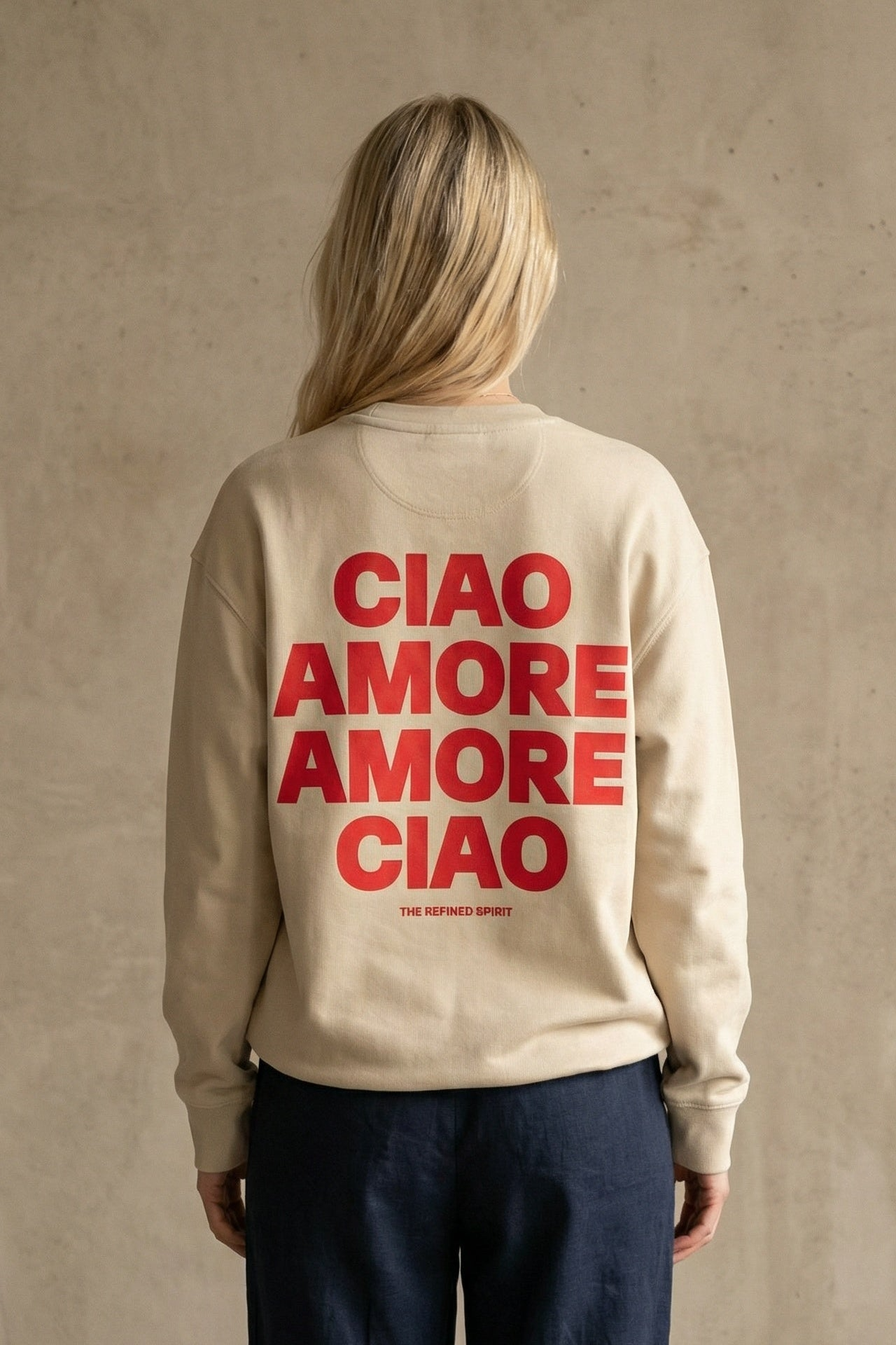 The Refined Spirit Damen vegan Sweatshirt Unisex Amore Ciao W&Atilde;&frac14;stenstaub