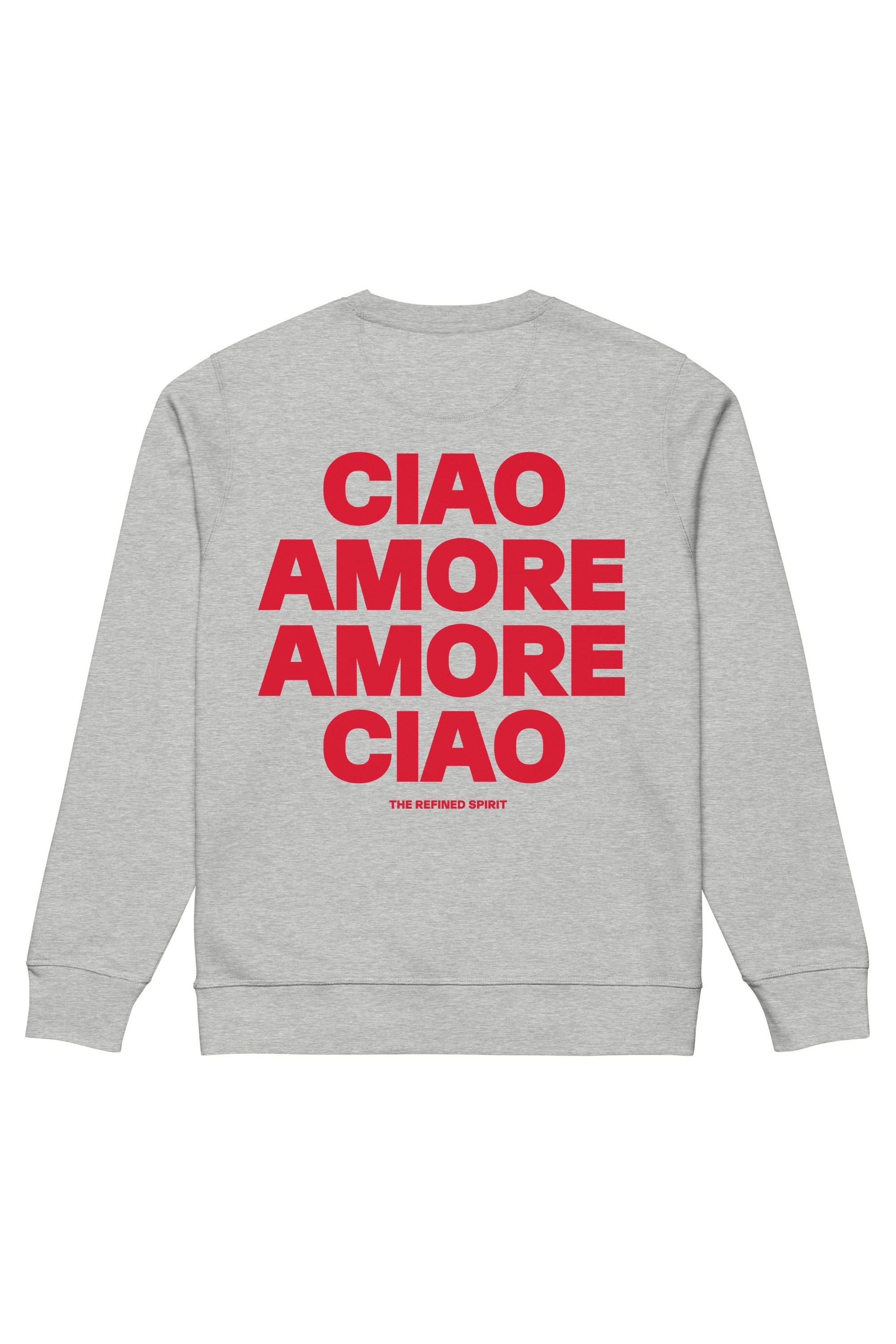 The Refined Spirit Damen vegan Sweatshirt Unisex Amore Ciao Heather Grey