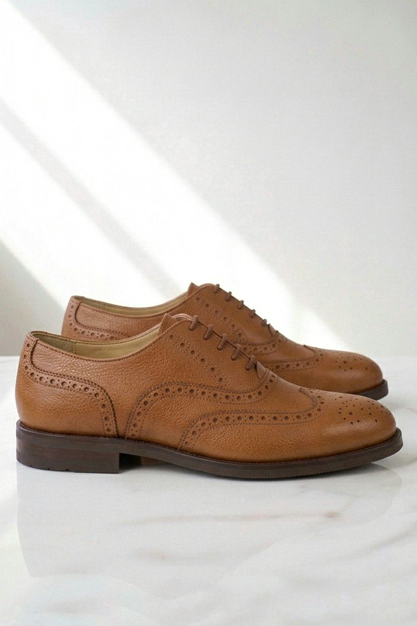 Will's Vegan Store Damen vegan Schuhe Damen Oxford Brogues Wide Fit Tan
