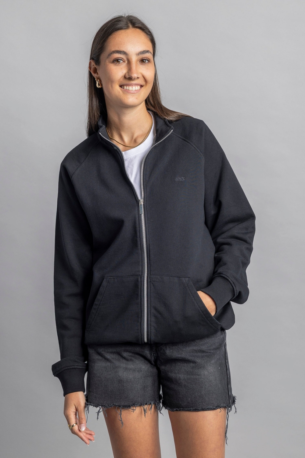 DIRTS Herren vegan Sweatjacke Zip Schwarz