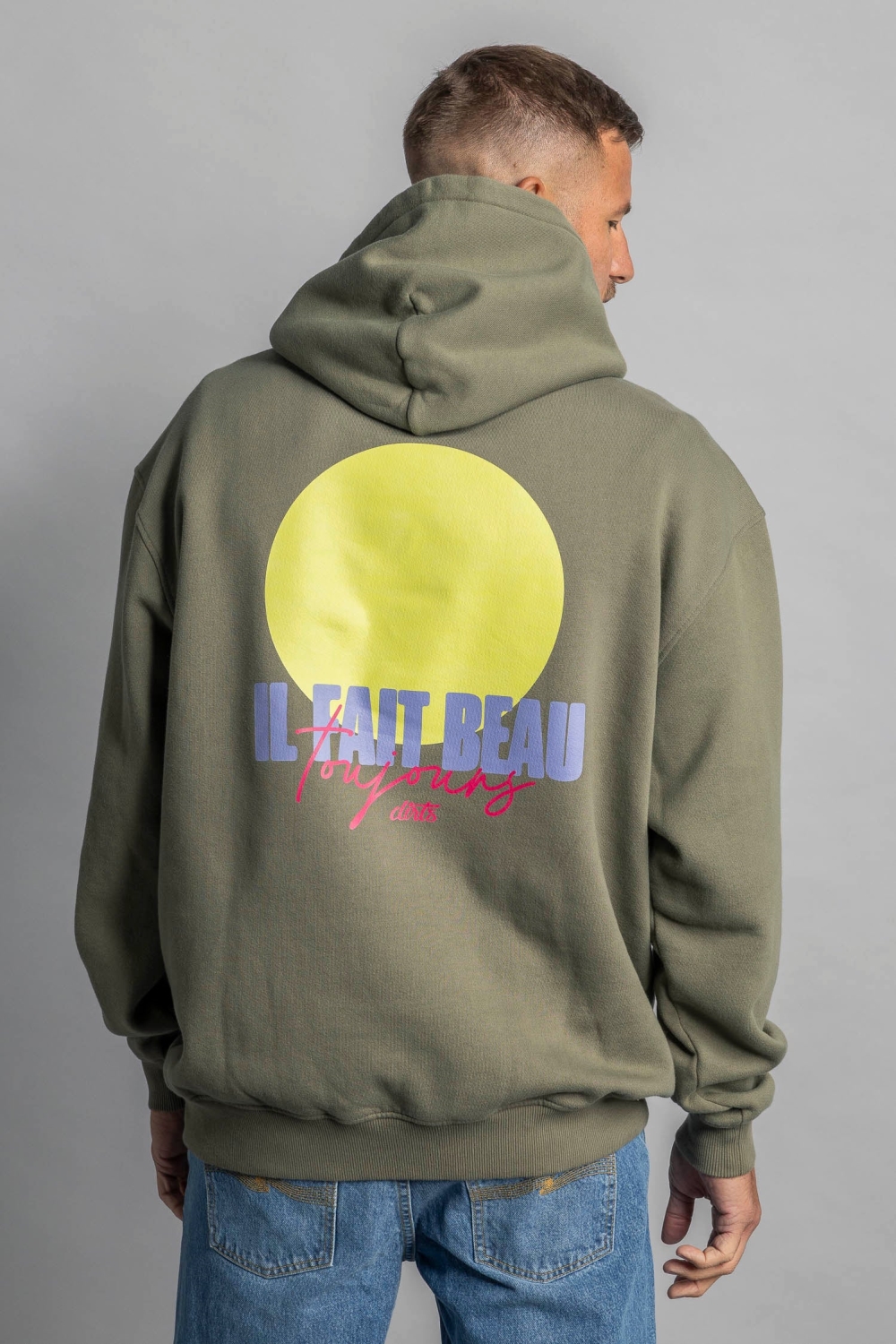 DIRTS Herren vegan Hoodie Oversized Il Fait Beau Dusty Olive