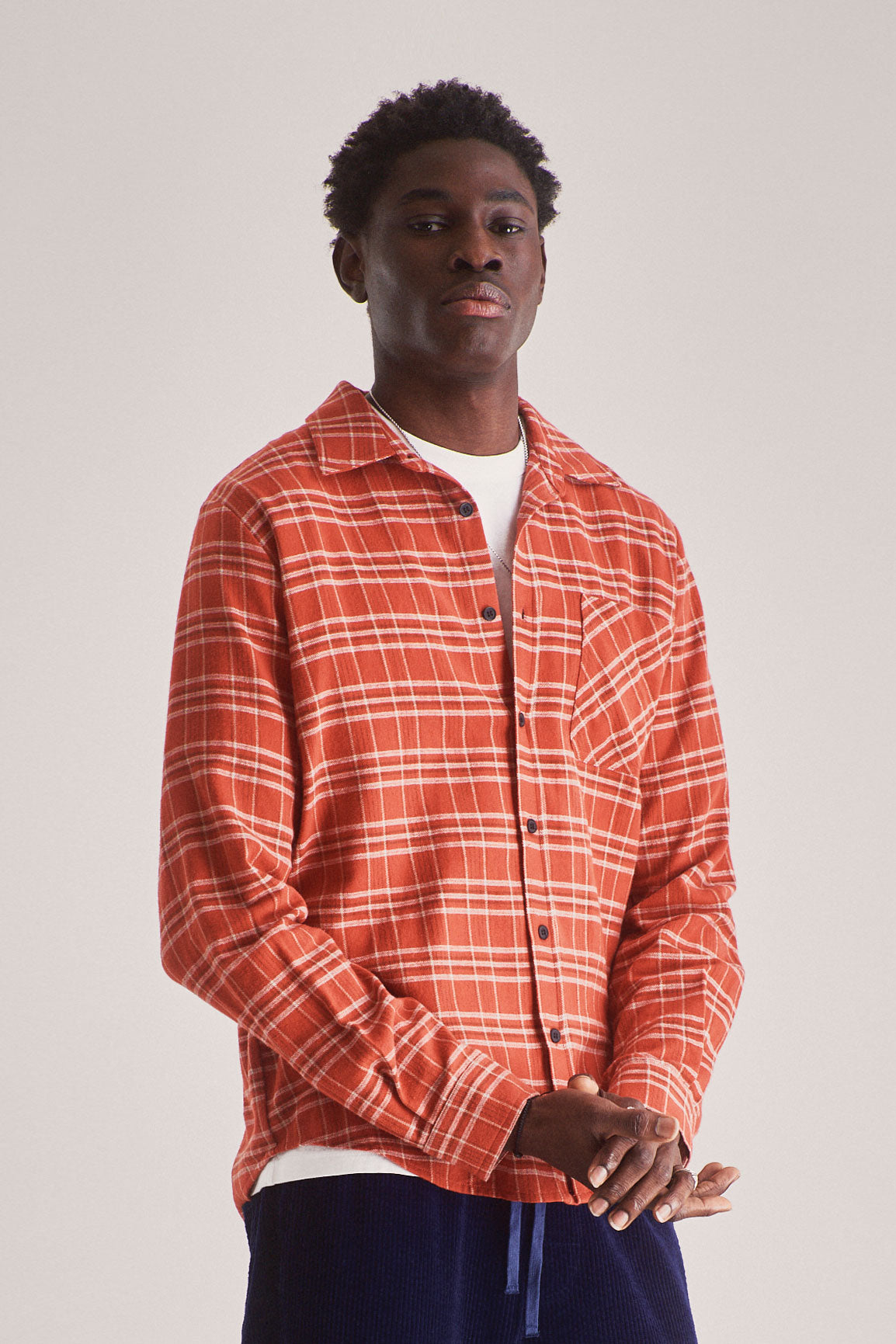 KOMODO Herren vegan Hemd Santi Flanell Rot Orange