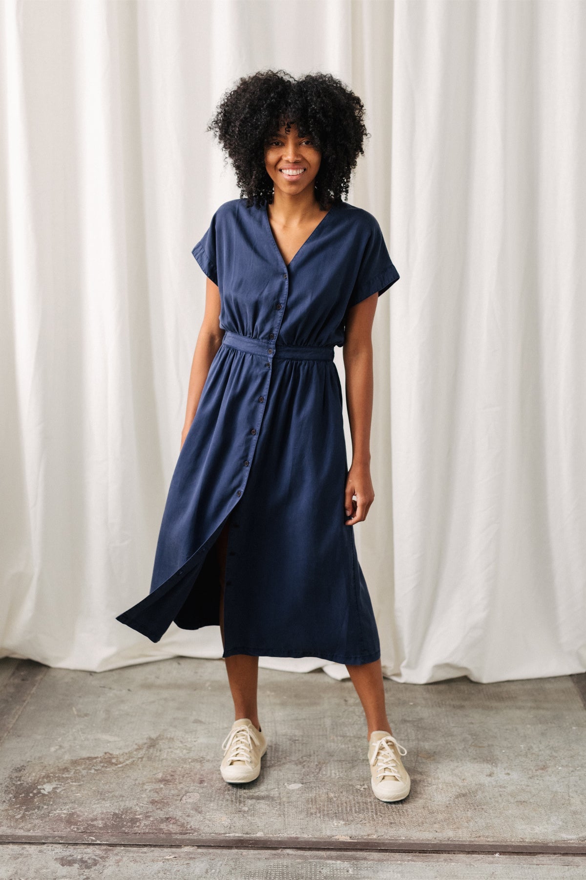 TWOTHIRDS Damen vegan Kleid Folegandros Ultramarinblau