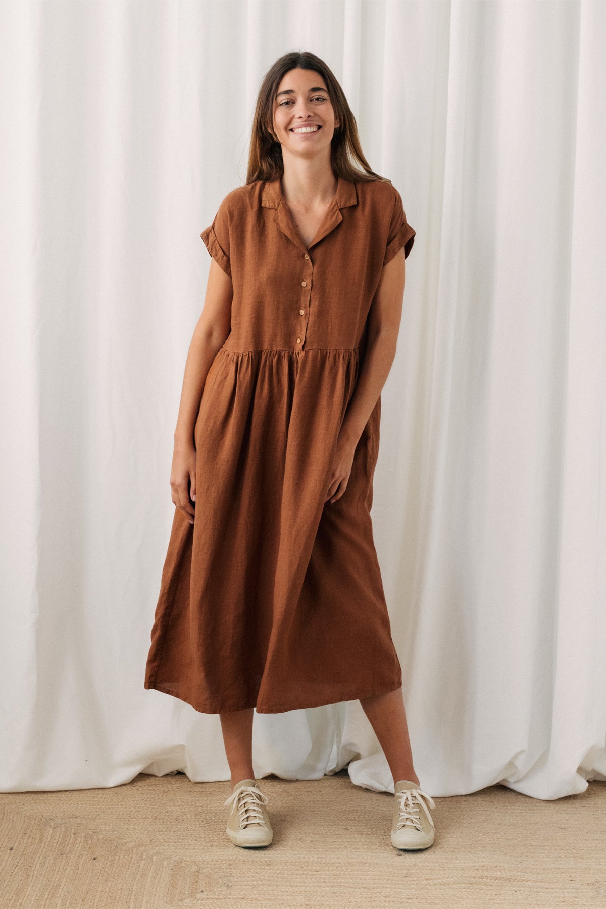 TWOTHIRDS Damen vegan Kleid Wiese Umber Brown