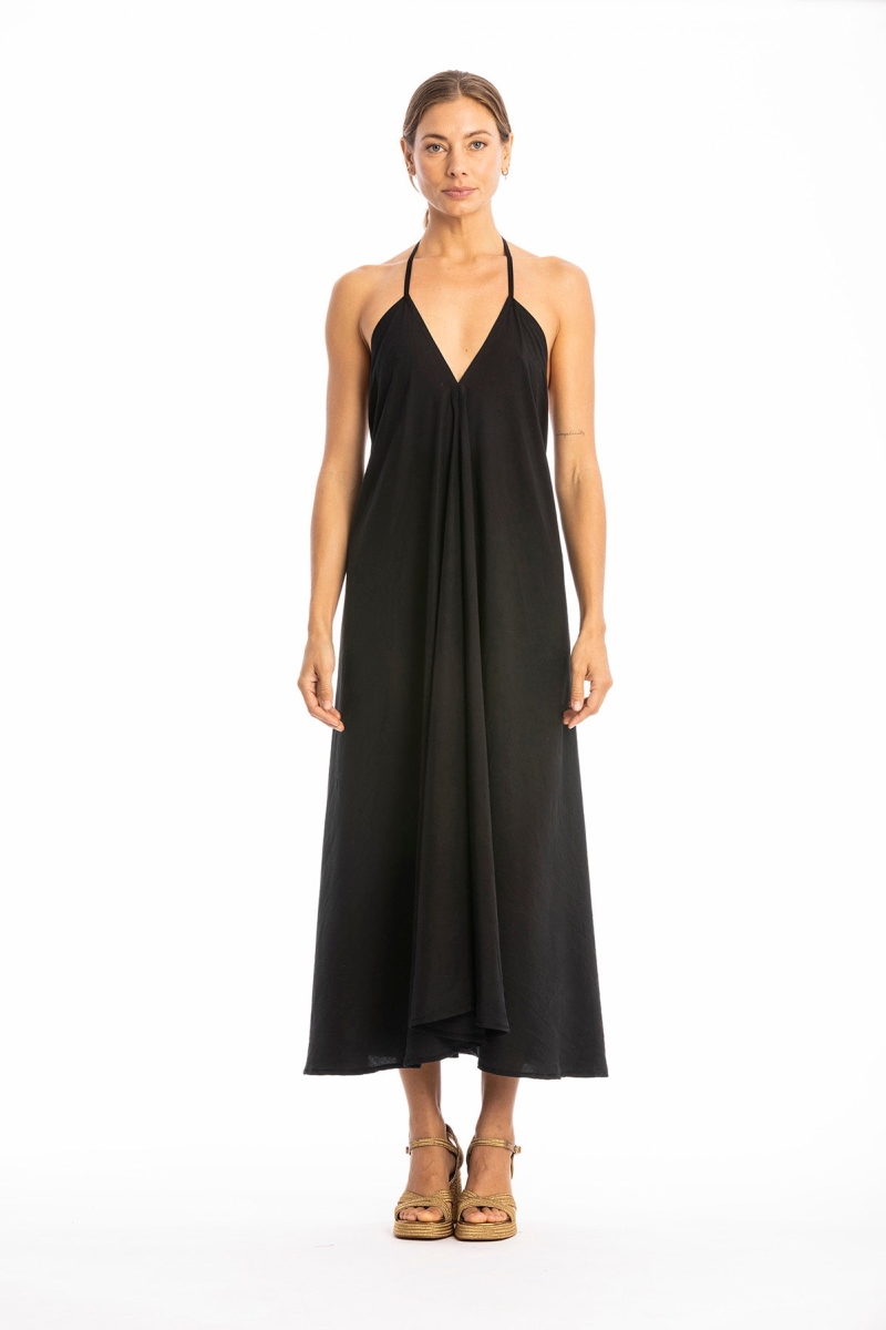 RAVENS VIEW IBIZA Damen vegan Kleid Milena Schwarz