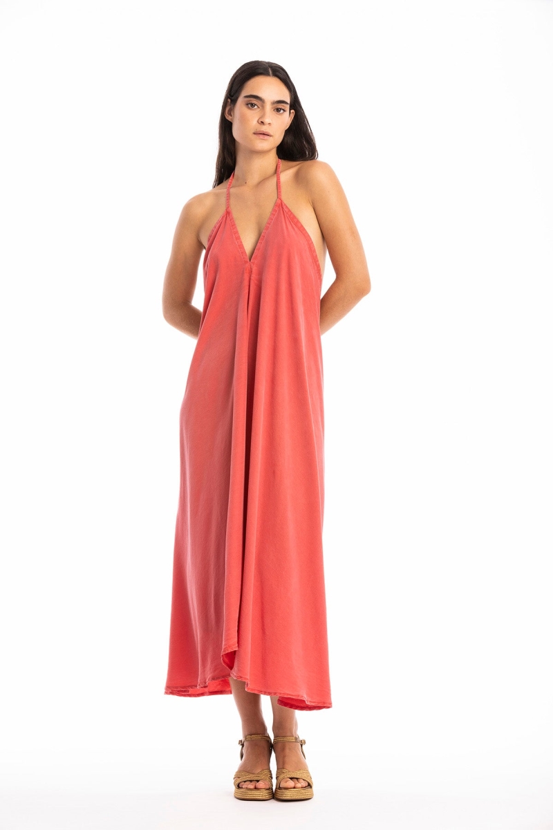 RAVENS VIEW IBIZA Damen vegan Kleid Milena Clay Rot