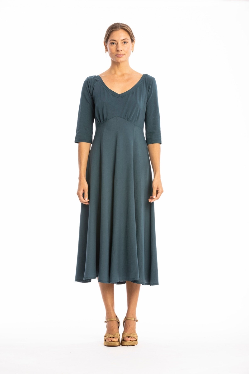 RAVENS VIEW IBIZA Damen vegan Kleid Lima Ls Ocean Blue