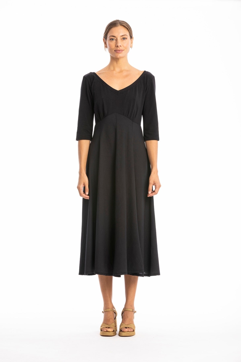 RAVENS VIEW IBIZA Damen vegan Kleid Lima Ls Schwarz