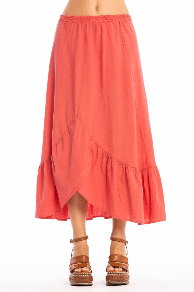 Image of RAVENS VIEW IBIZA dames vegan Rok Goa Klei Rood