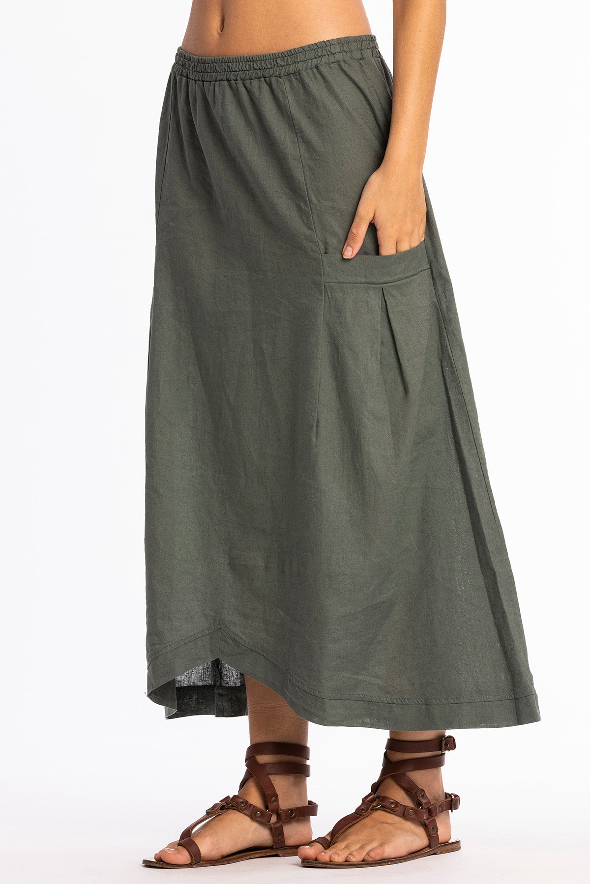 RAVENS VIEW IBIZA womens vegan Skirt Spring Pocket Olive Green