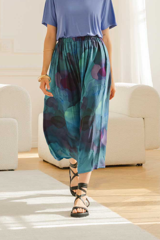 Image of WiDDA dames vegan Rok Cylip Donkere Wolken Turquoise