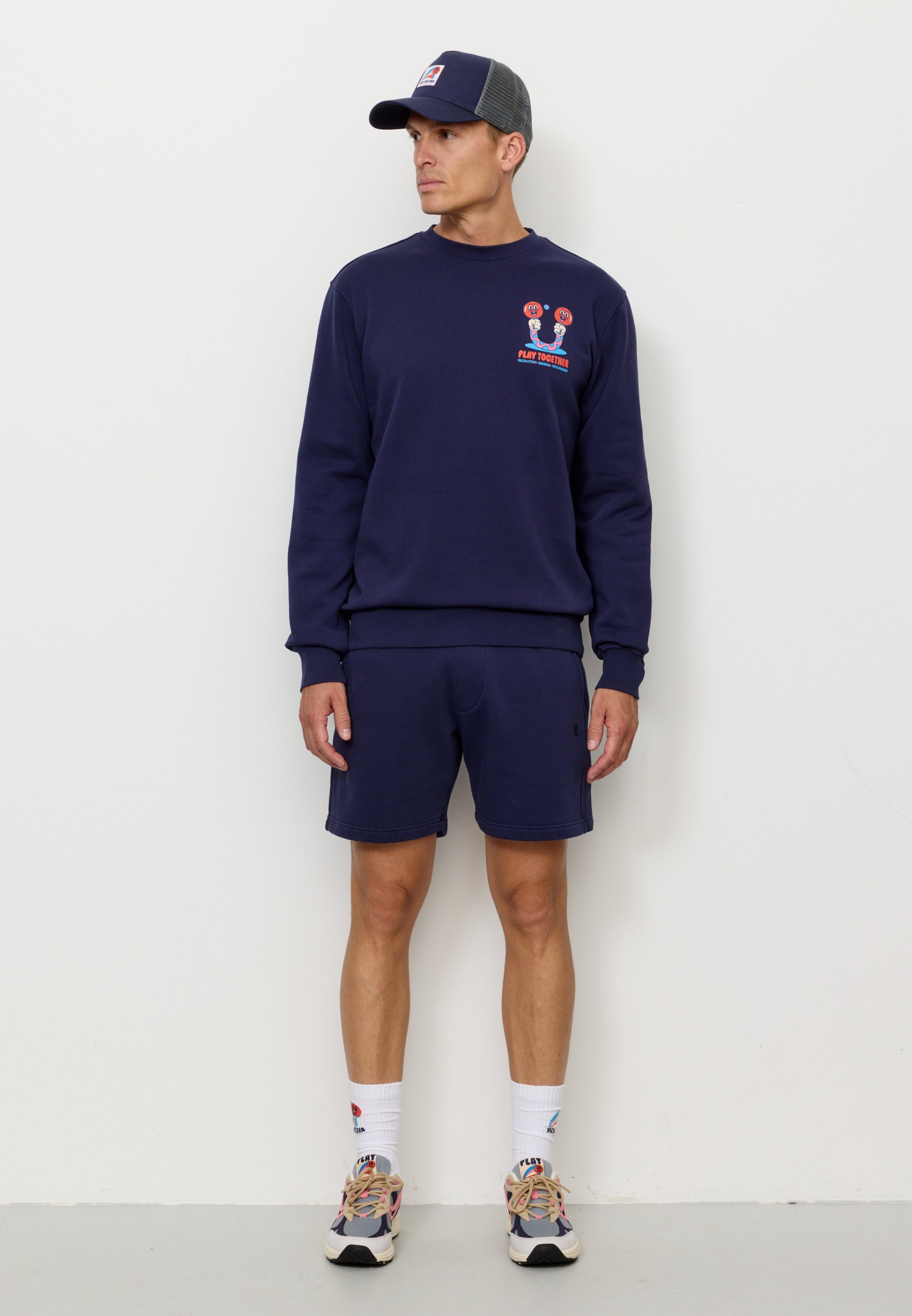 Recolution men vegan Sweatshirt Tamarillo Play Together Eclipse Blue