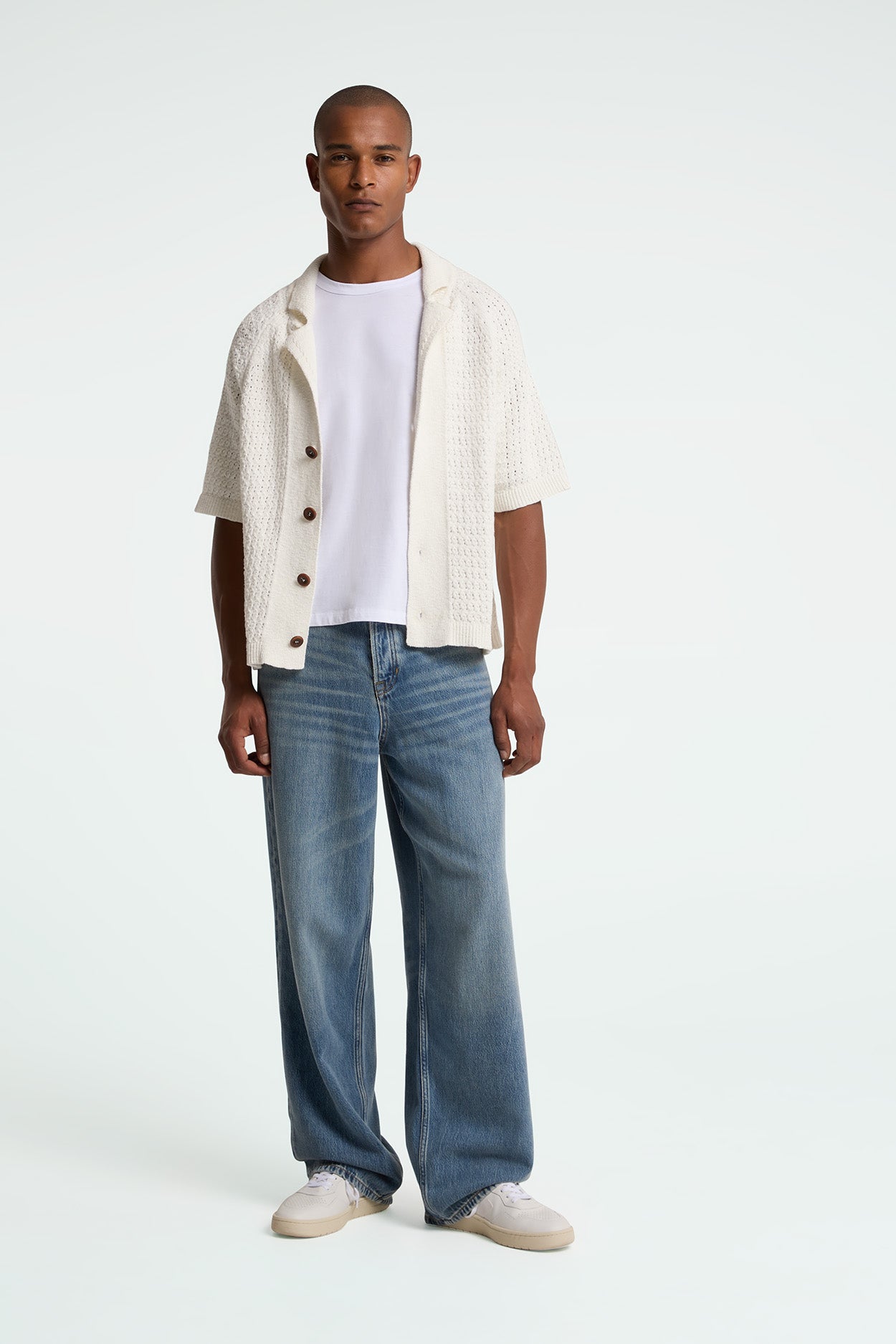Kings of Indigo men vegan Cardigan Egino White