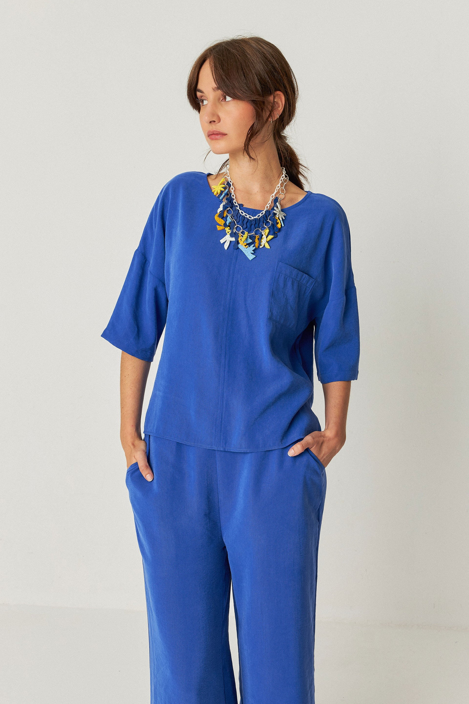 SKFK Damen vegan Bluse Maitia Blau