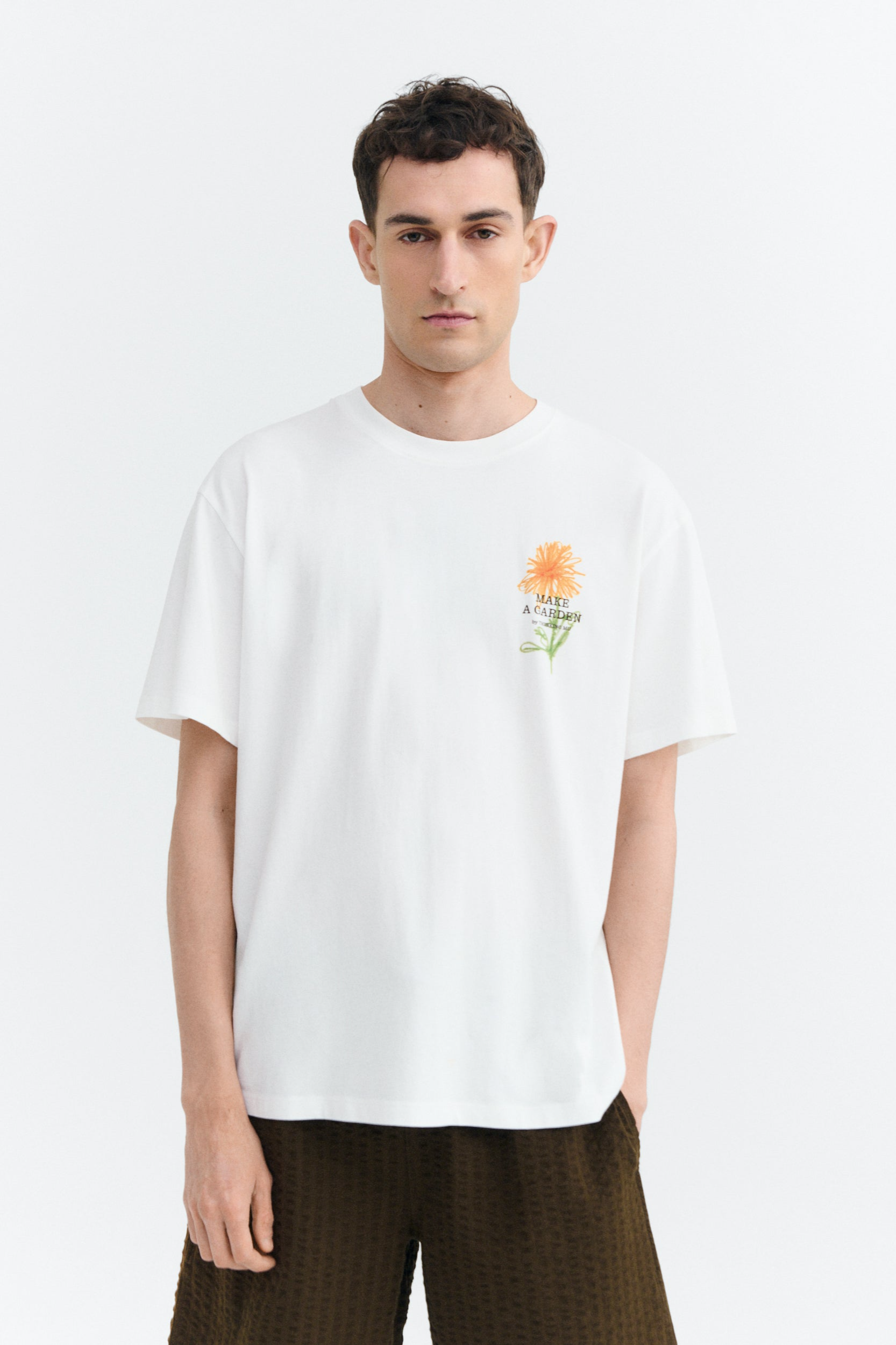 Thinking mu Herren vegan T-Shirt Aaron Buntstift Blume Wei&Atilde;Ÿ
