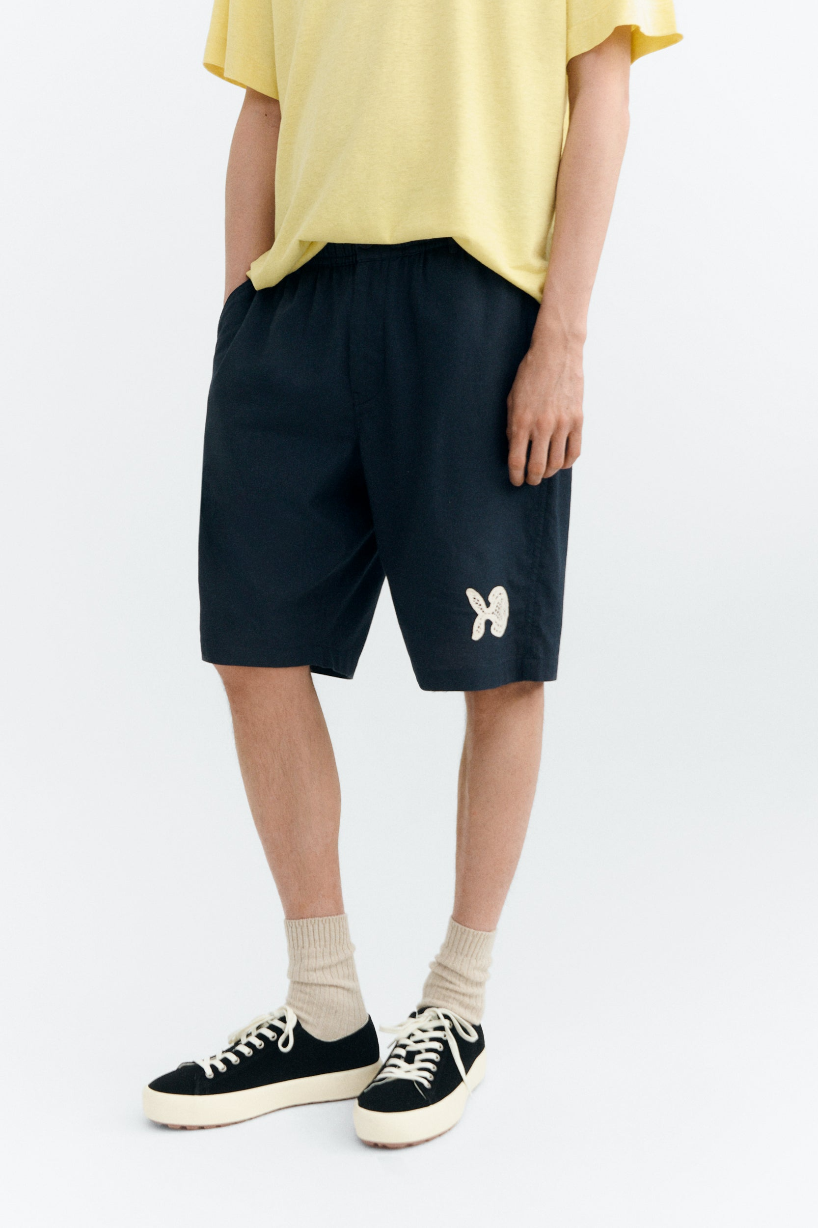 Thinking mu Herren vegan Shorts Handbestickt Gasper Navy