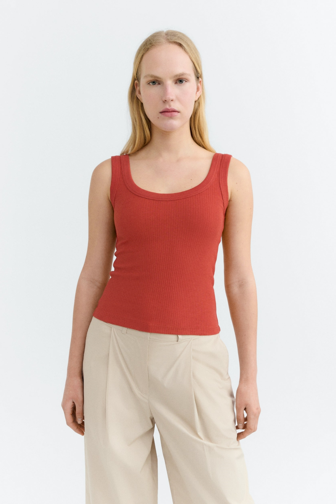 Thinking mu Damen vegan Top Julia Rib Rot
