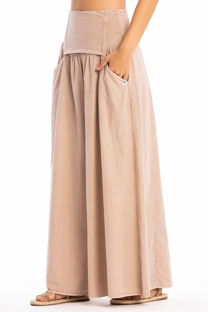 RAVENS VIEW IBIZA Damen vegan Hose Easy Skirt Taupe Braun