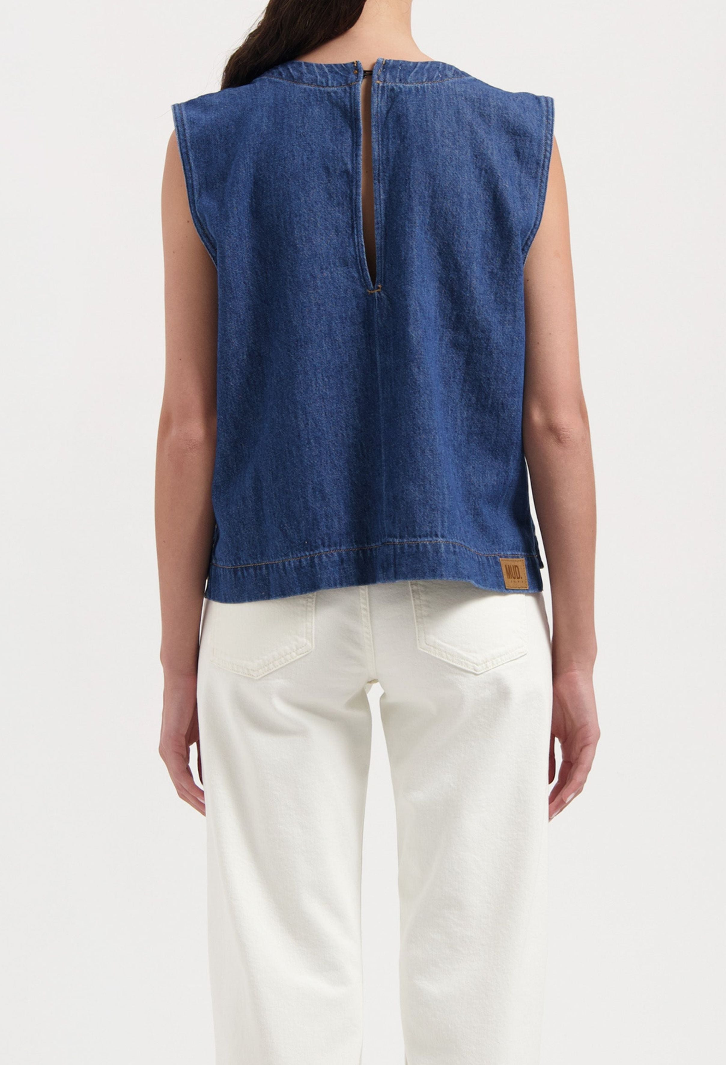 MUD Jeans womens vegan Top Noa Stone Indigo