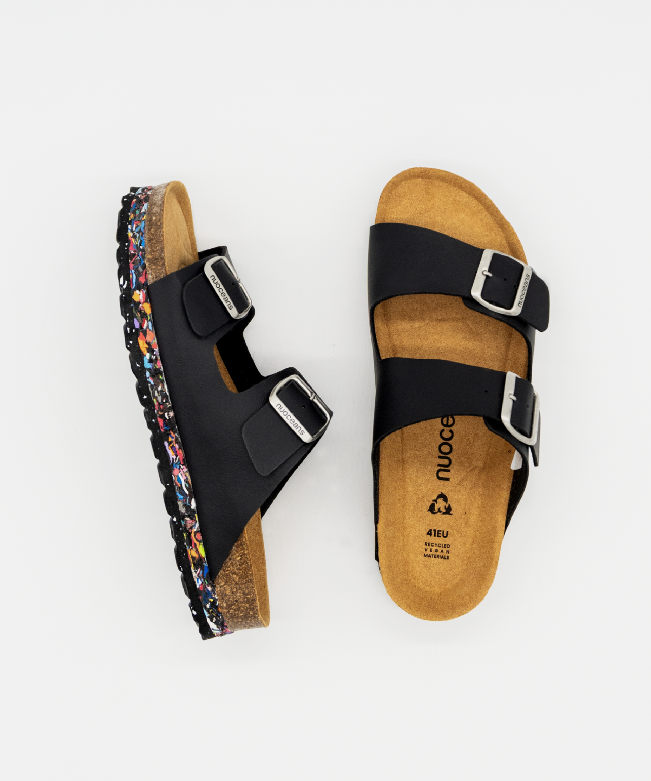 Nuoceans men vegan Sandals Onyx Black