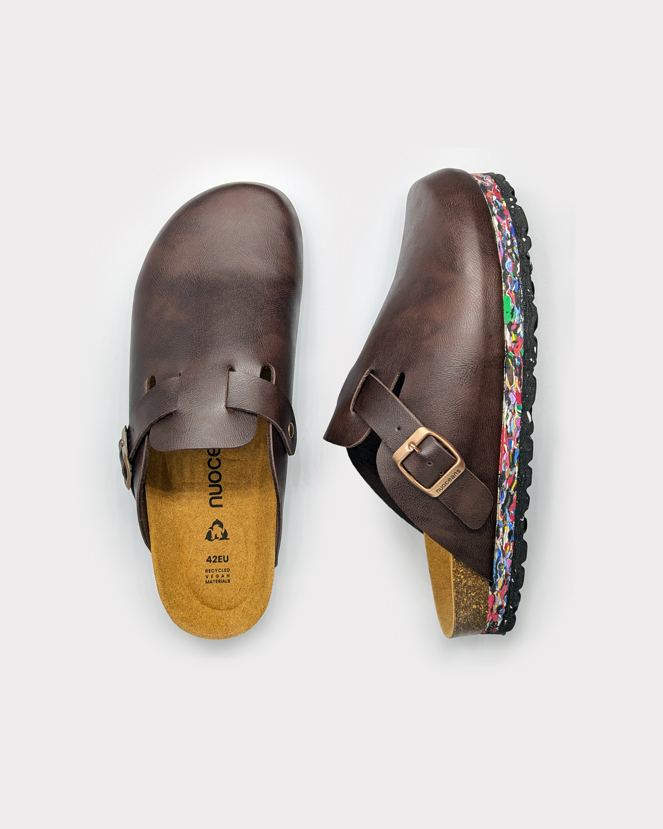 Nuoceans men vegan Clogs Truffle Dark Brown