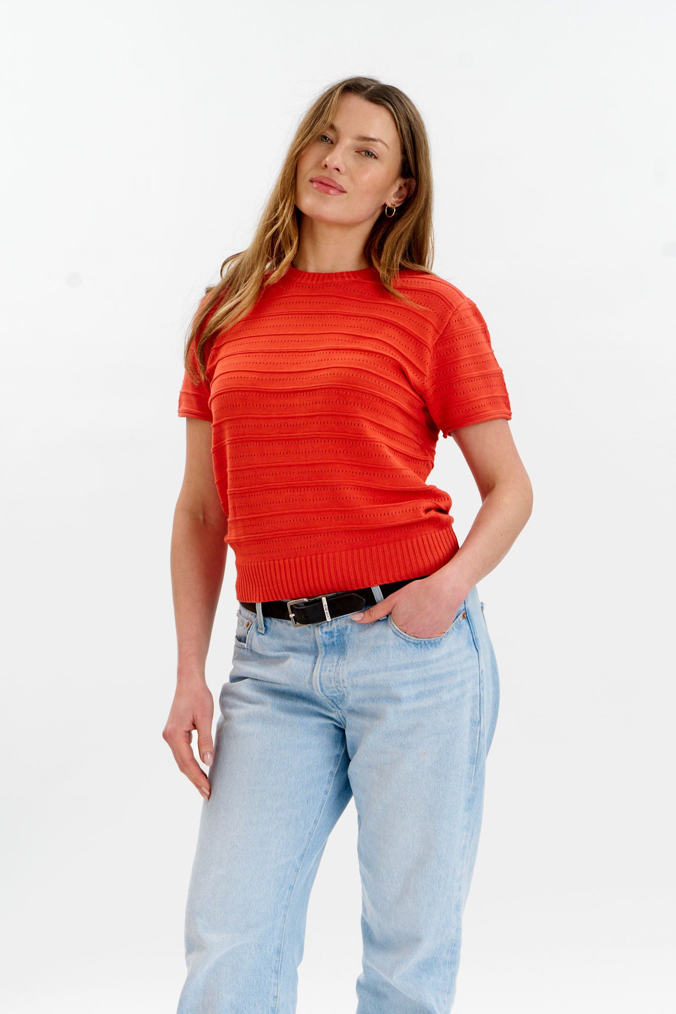 KOMODO Damen vegan Strick-T-Shirt Posey Rot
