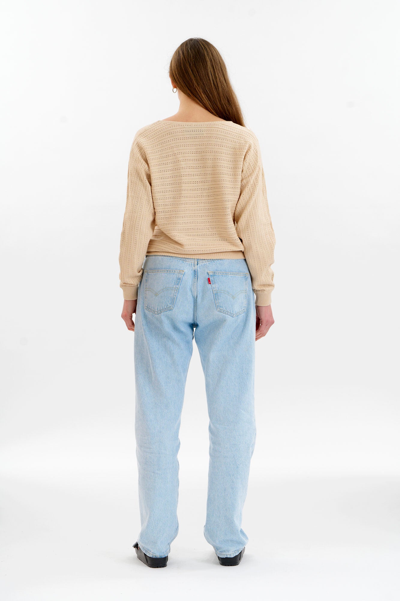 KOMODO womens vegan Jumper Pia Pointelle Cream
