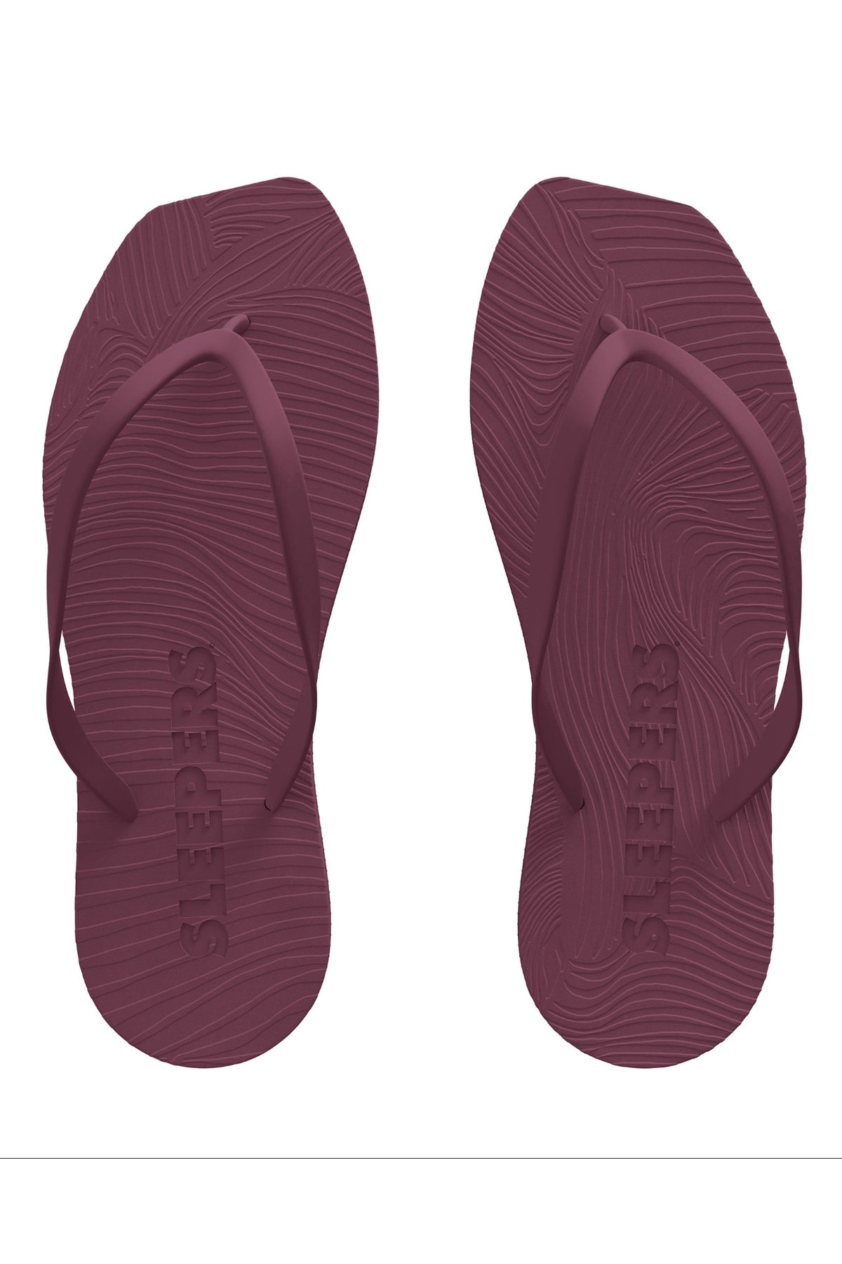 JAN 'N JUNE womens vegan Flip Flops Tapered Burgundy