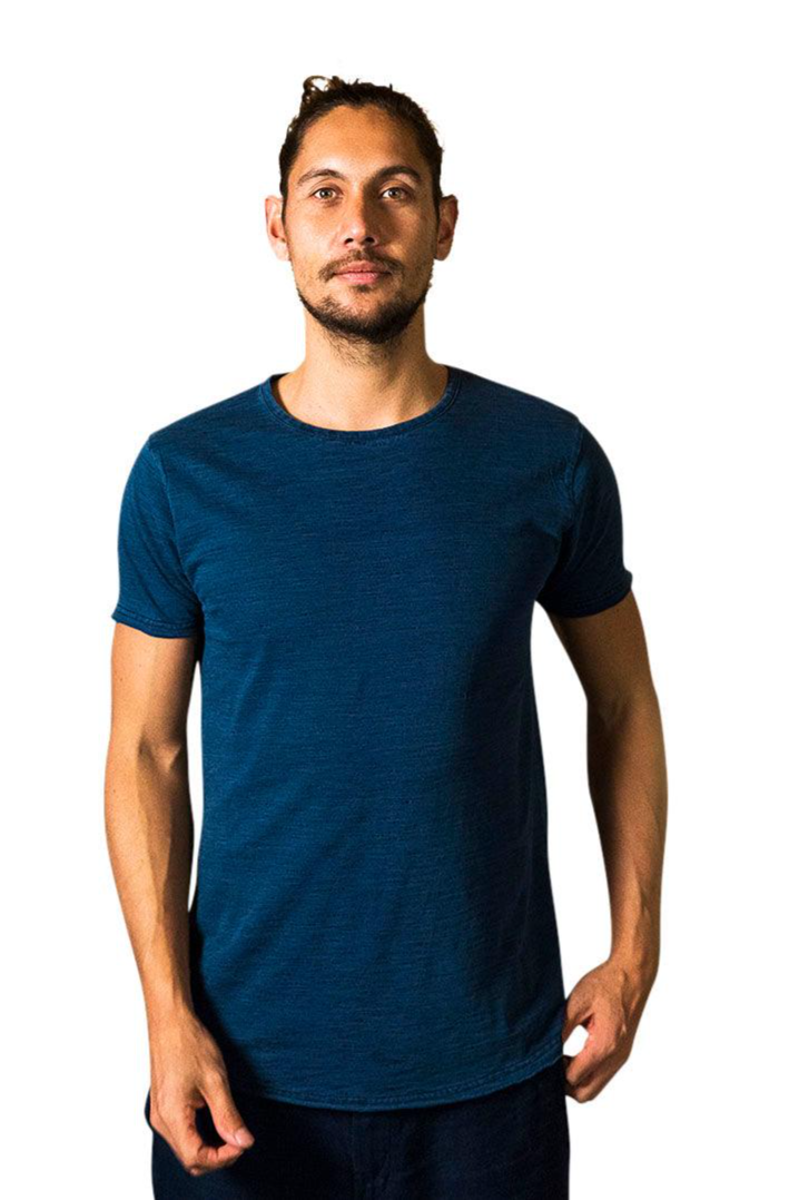 The Driftwood Tales men vegan T-Shirt Denim Wassing Blue