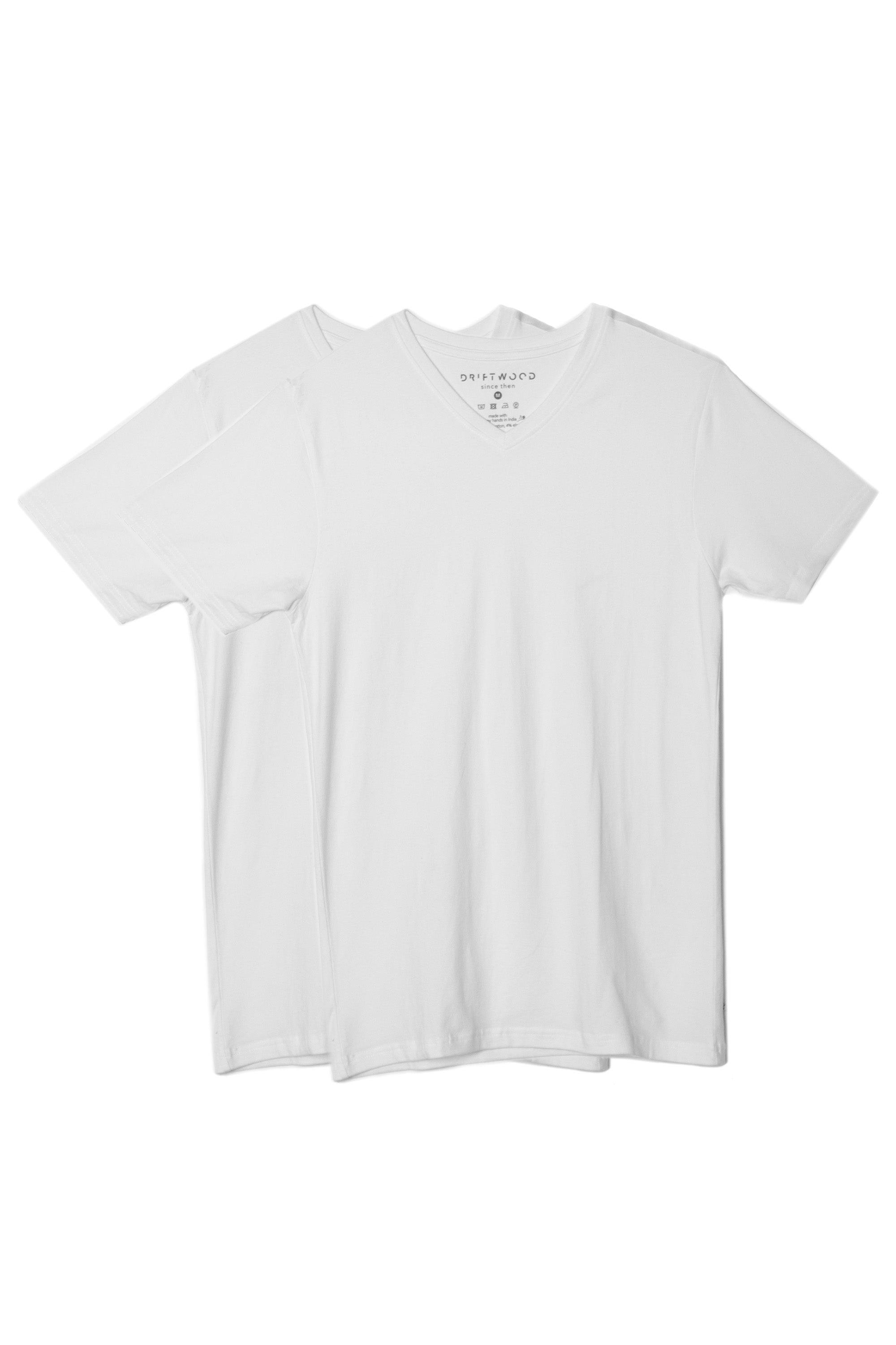 The Driftwood Tales men vegan Multipack 2x T-Shirt Basic V-Neck White